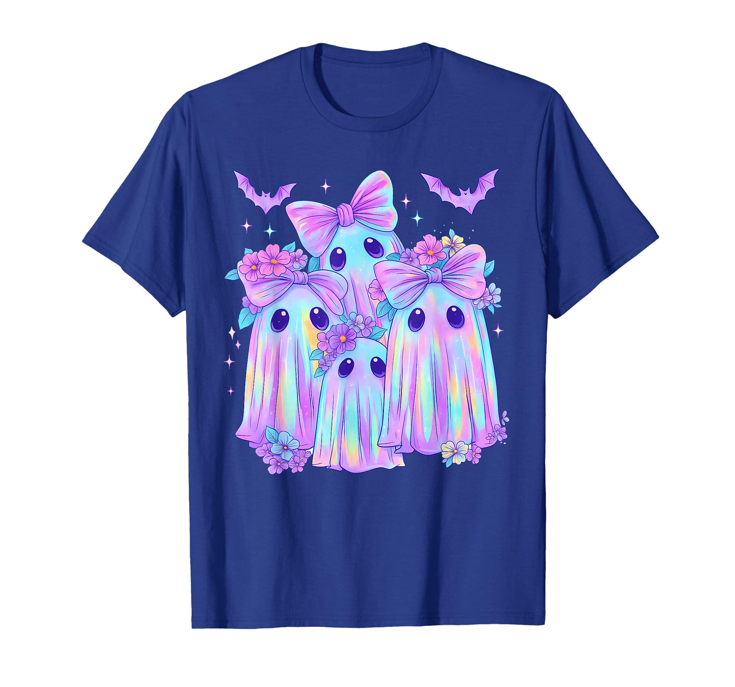 Tie Dye Galaxy Ghost Pumpkin Halloween Neon Ghost Girl Women T-Shirt