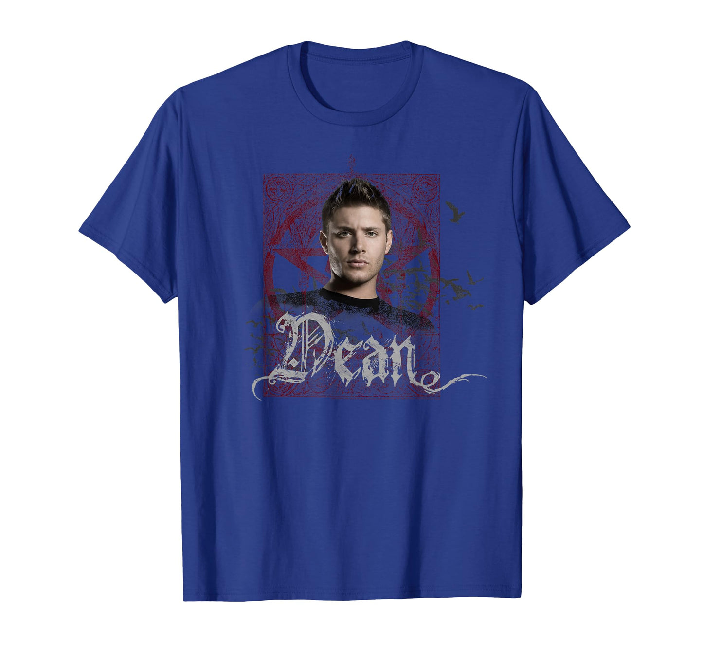 Supernatural Dean Winchester Goth Pentagram & Birds TV Show T-Shirt
