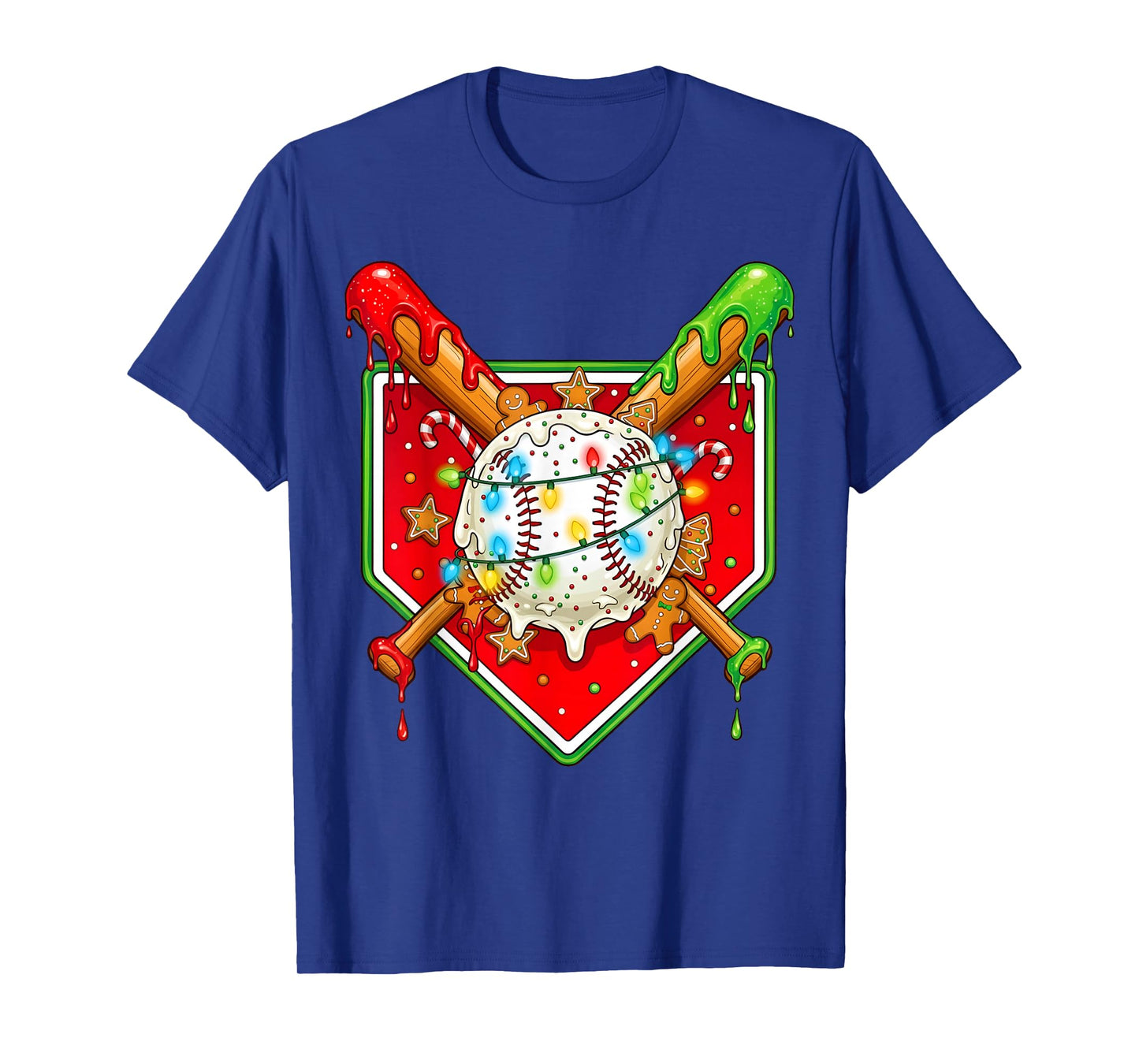 Funny Christmas Baseball Ice Cream Drip Men Women Kids T-Shirt