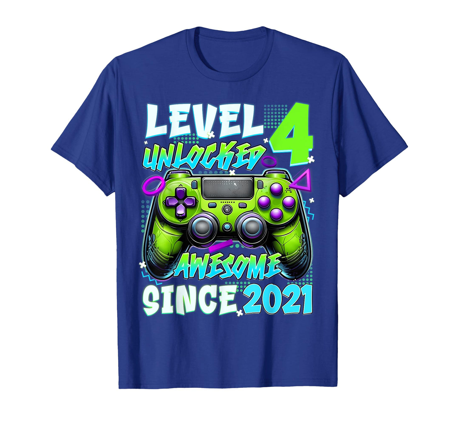4th Birthday Video Game Level 4 Unlocked Awesome Since 2021 T-Shirt