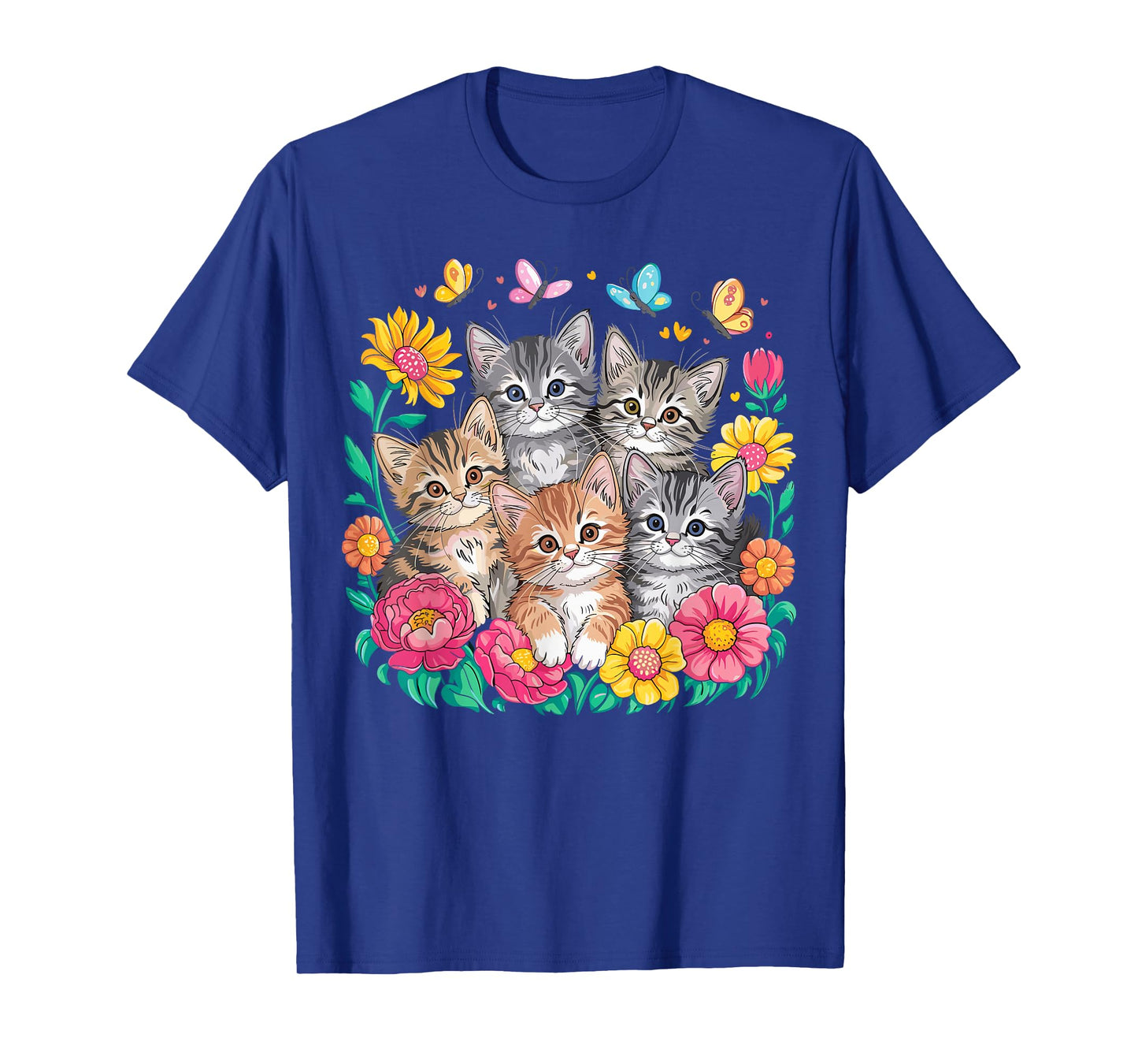 Cat Colorful Kittens Floral Cat T-Shirt