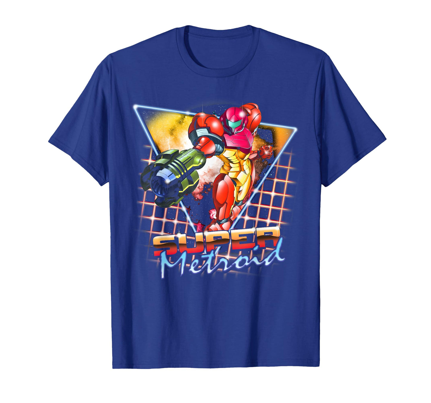 Nintendo Super Metroid Samus Grid Neon Chrome Poster T-Shirt