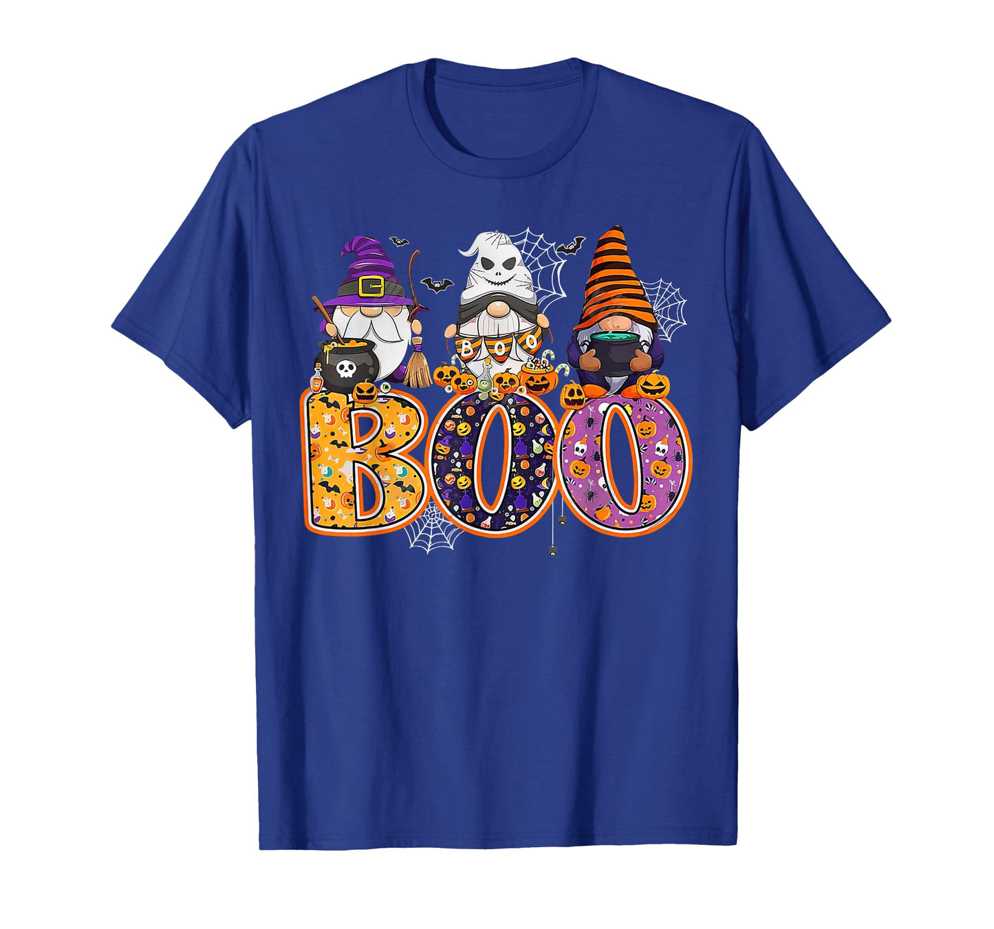 Funny Boo Witch Sipders Pumpkins Happy Halloween Gnome T-Shirt