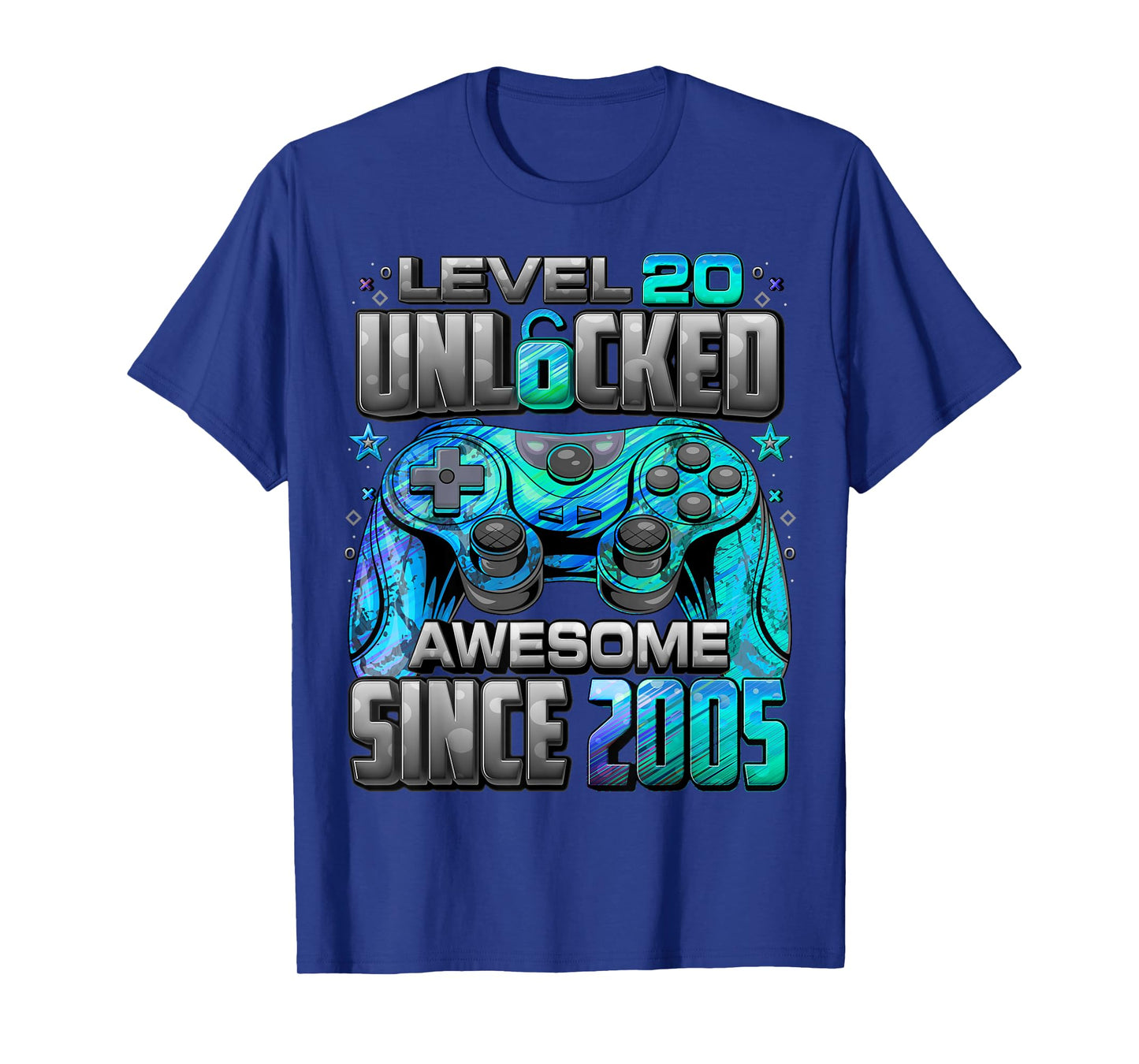 Level 20 Unlocked Awesome Since 2005 20th Birthday Gaming T-Shirt