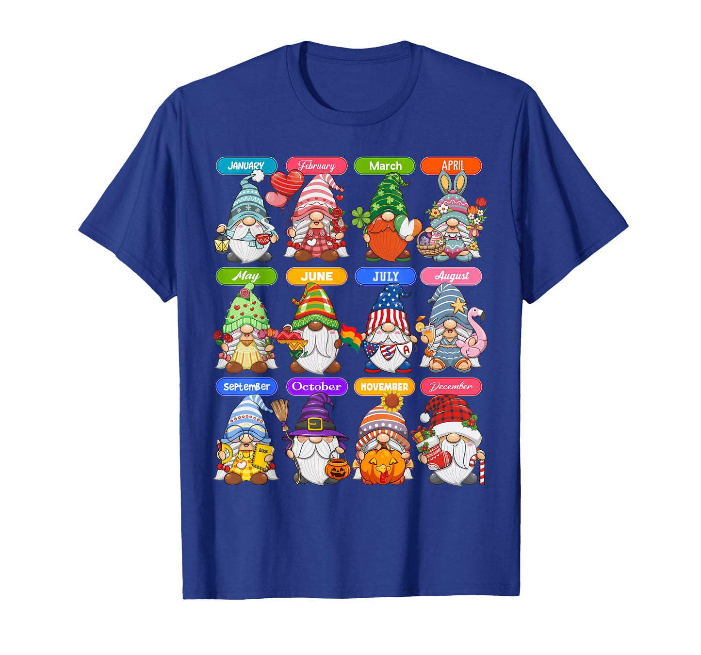 Cute Gnome Every Season Holiday Gnomes 12 Months of Gnomes T-Shirt