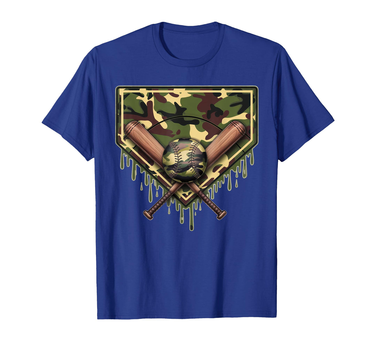 Baseball Home Plate Drip Baseball Ice Cream Camo Matching T-Shirt