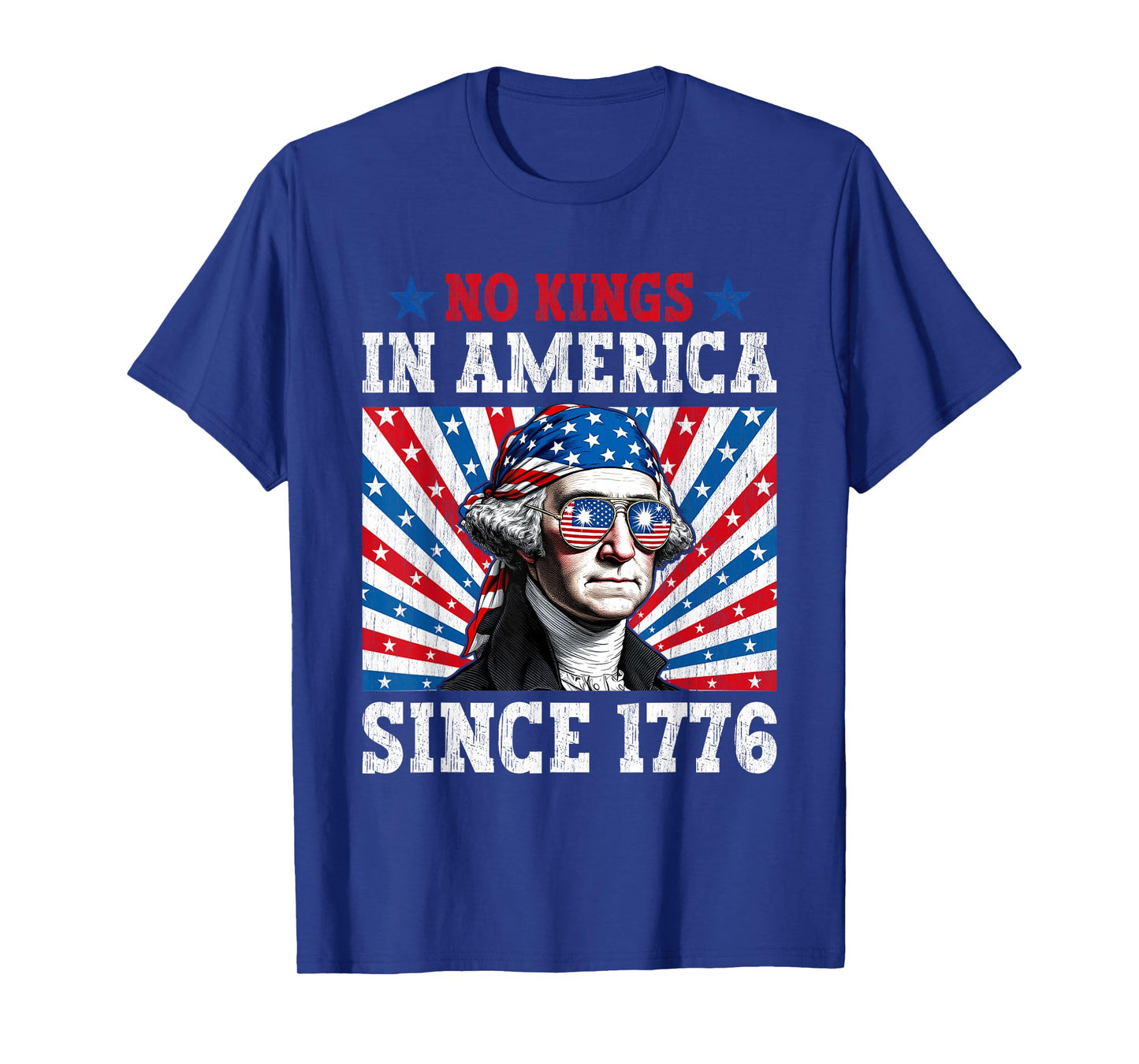 No Kings in America Since 1776 Distressed USA Flag Vintage T-Shirt
