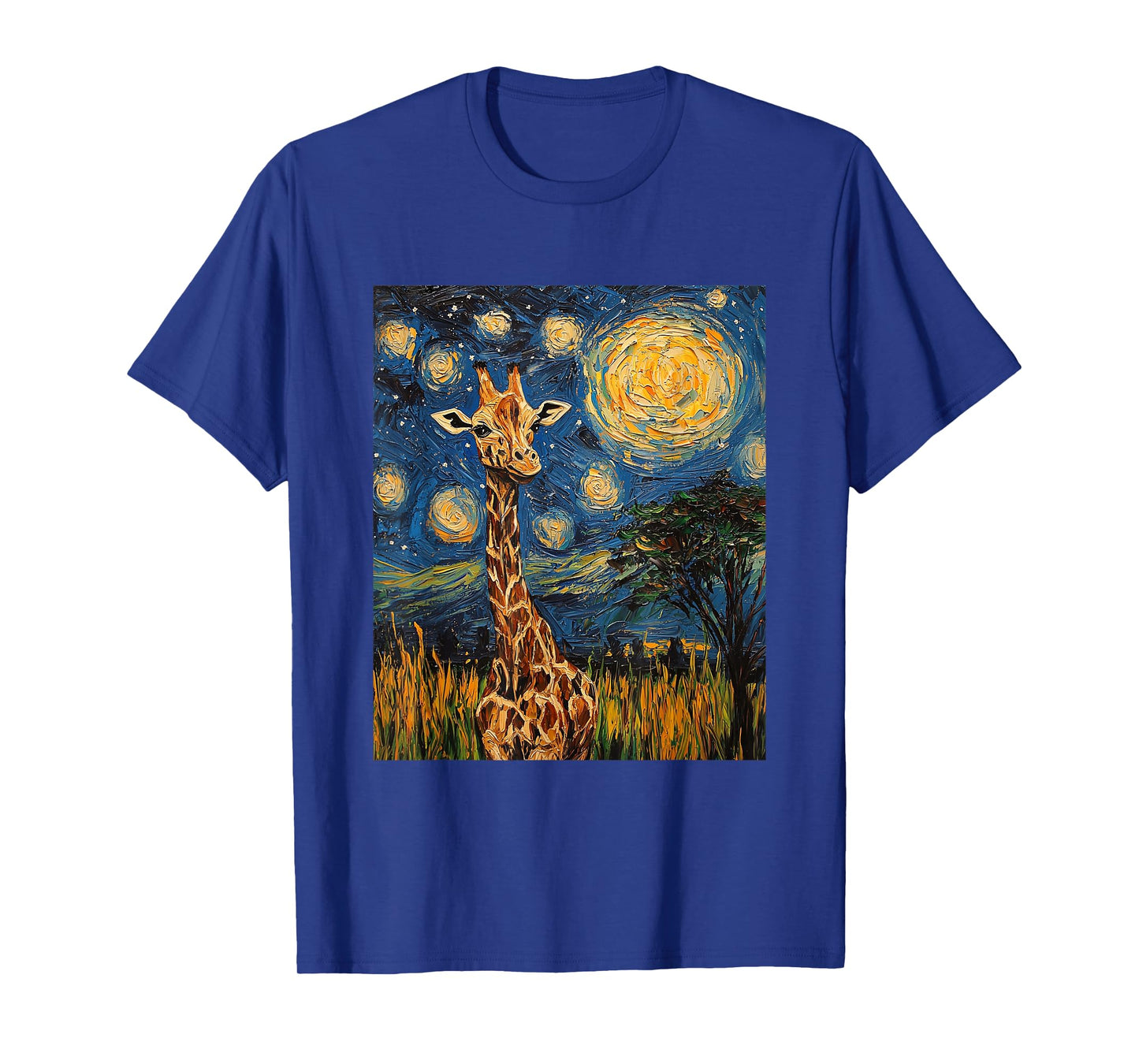 Cute Giraffe Africa - Van Gogh Style - Starry Night T-Shirt