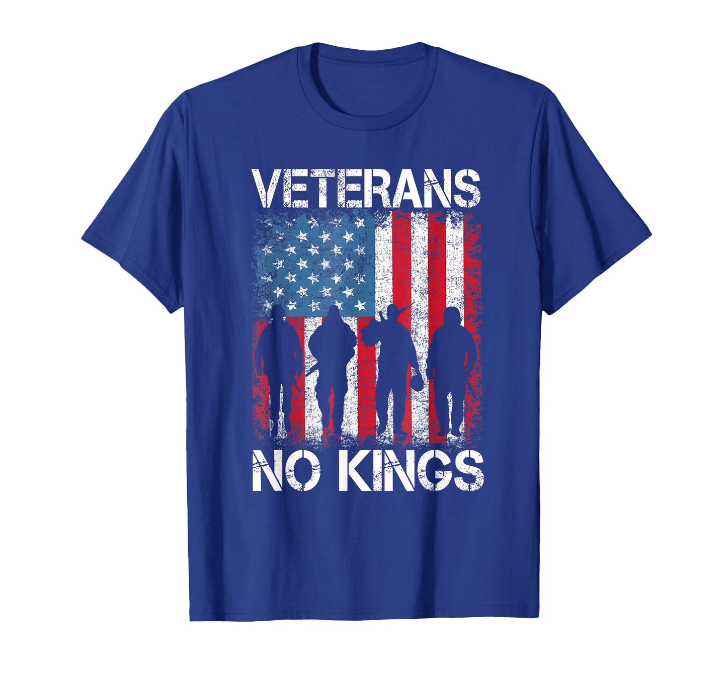 Veterans No Kings Vintage Military America Flag Veterans Day T-Shirt