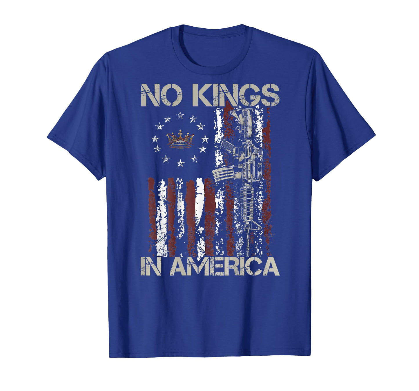 No Kings in America Vintage us Flag No Kings (ON Back) T-Shirt