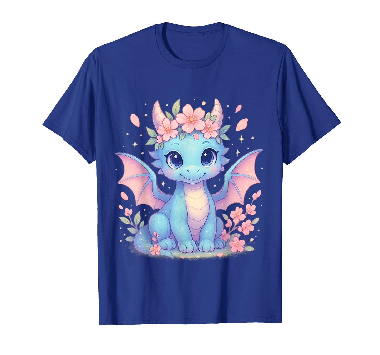 Cute Dragon With Cherry Blossoms Flower For Kids Girls Boys T-Shirt