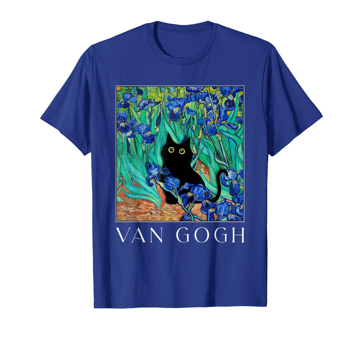 Funny Van Gogh Iris Flowers Cat Meme Van Gogh Art Graphic T-Shirt