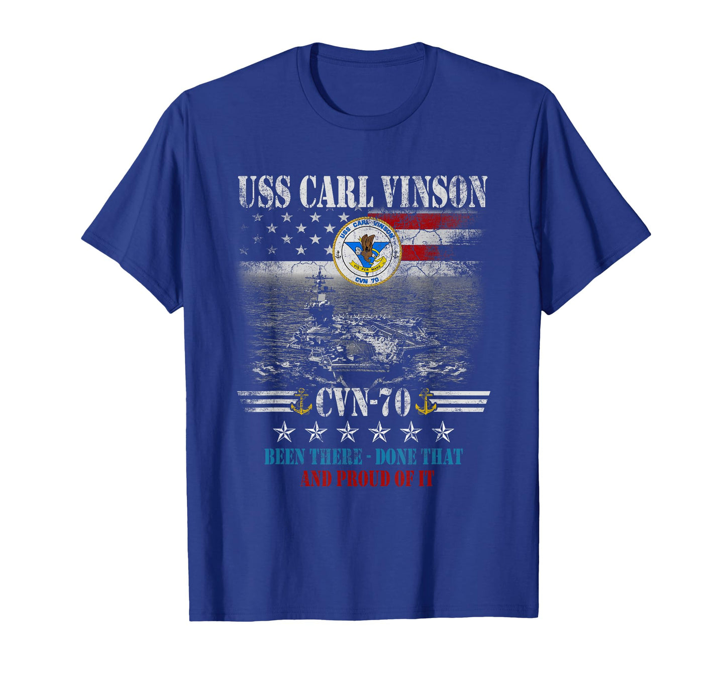 USS Carl Vinson CVN-70 Aircraft Carrier Veteran Flag Mens T-Shirt