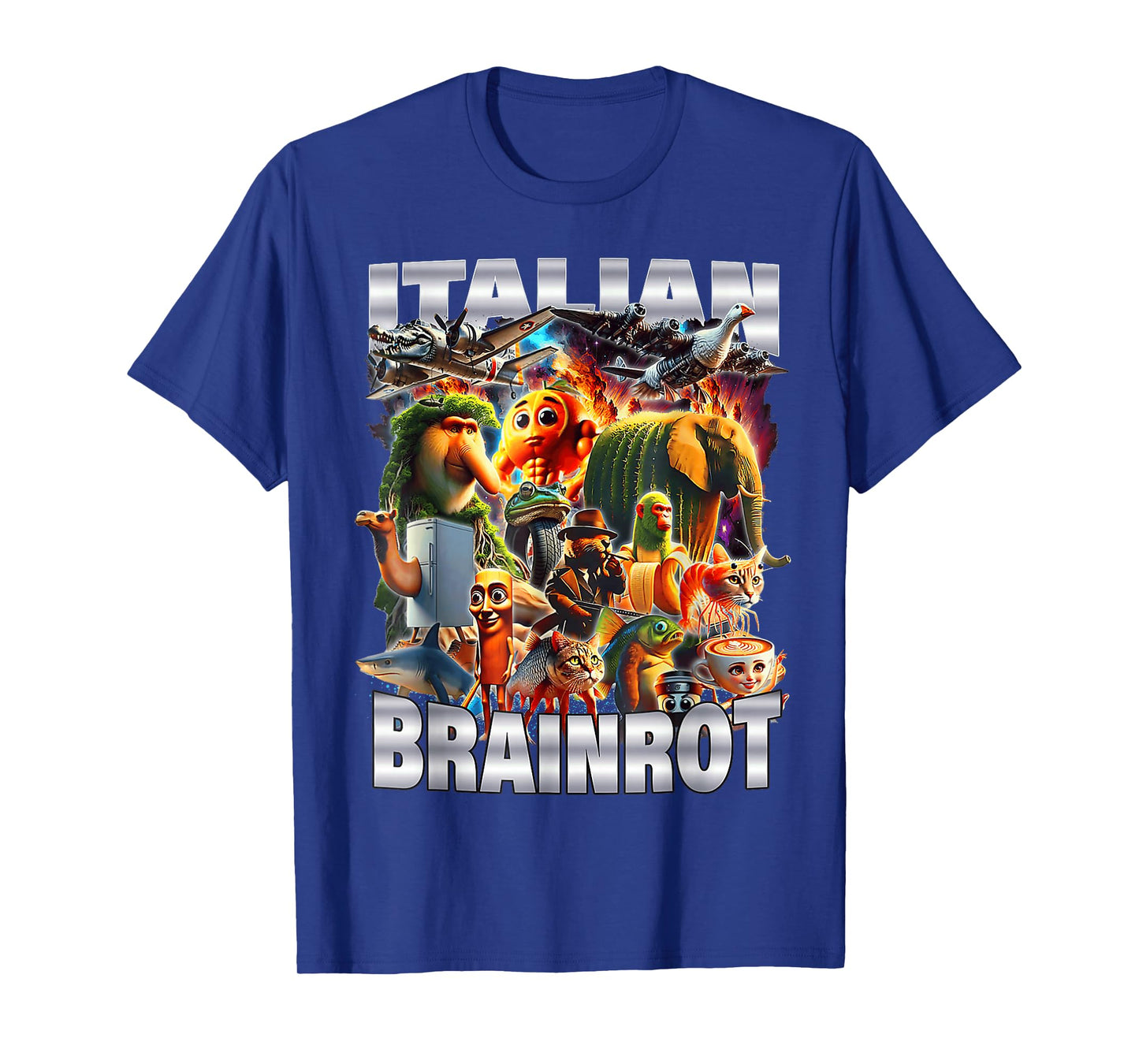 Types of Italian Brainrot Meme Character Hand Drawn for Kids T-Shirt