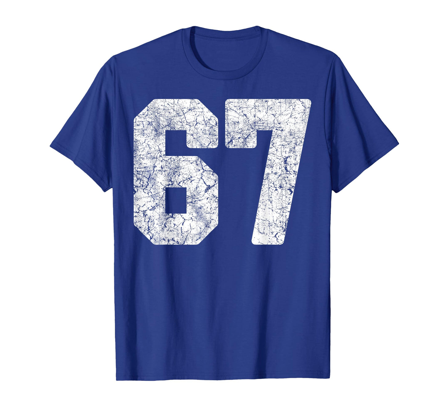 Distressed White Number 67 Jersey Player Uniform #67 Grunge T-Shirt