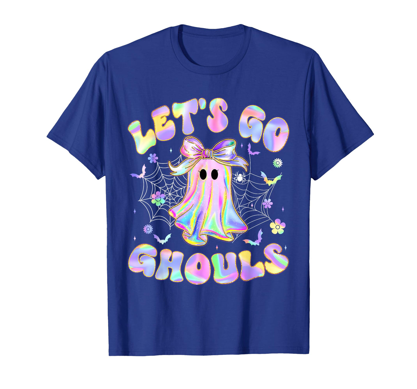 Halloween Lets Go Ghouls Ghost Retro Women Girl Kids Teen T-Shirt