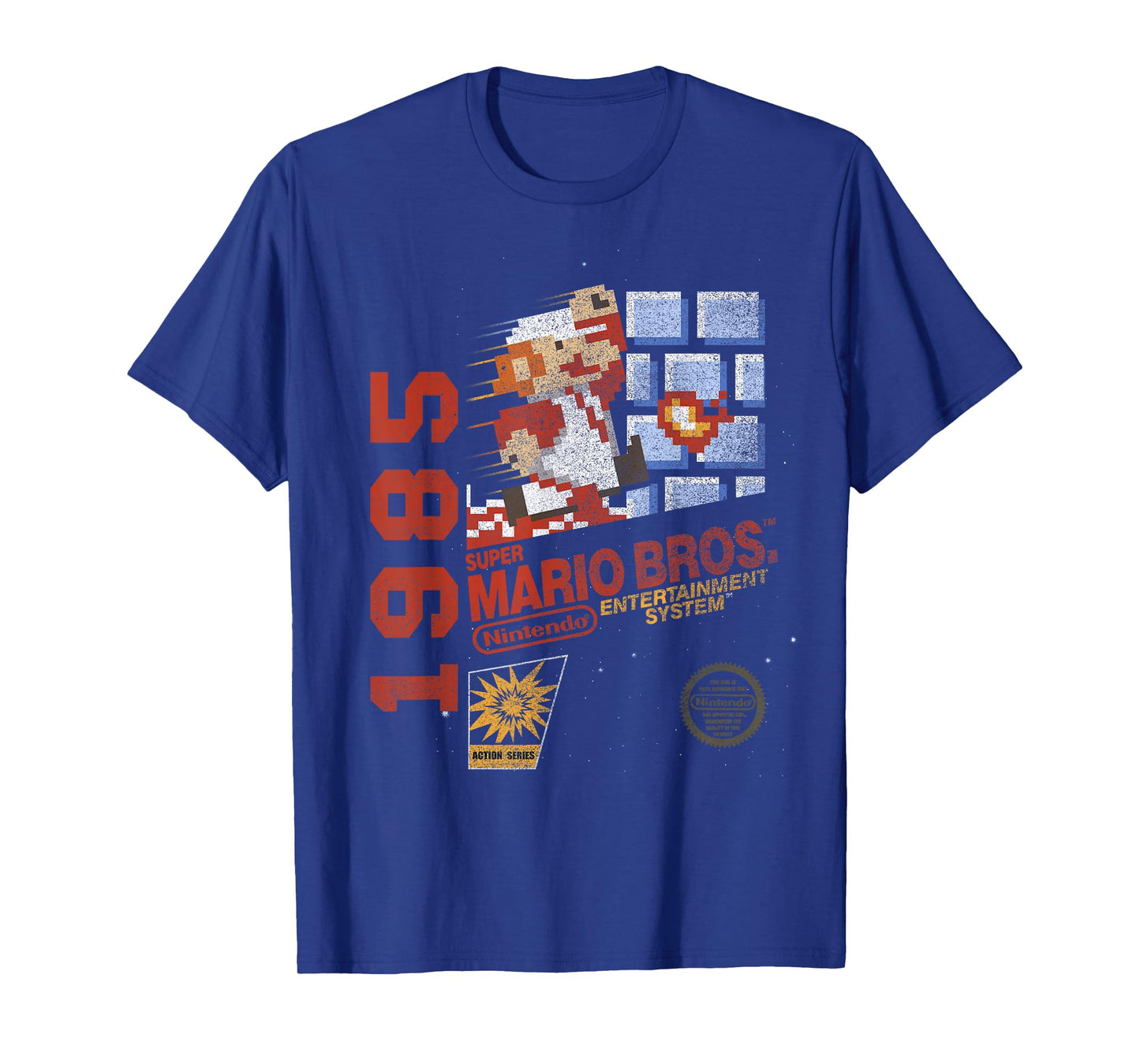 Super Mario Bros NES 1985 Retro 8-Bit Nintendo Game Cover T-Shirt
