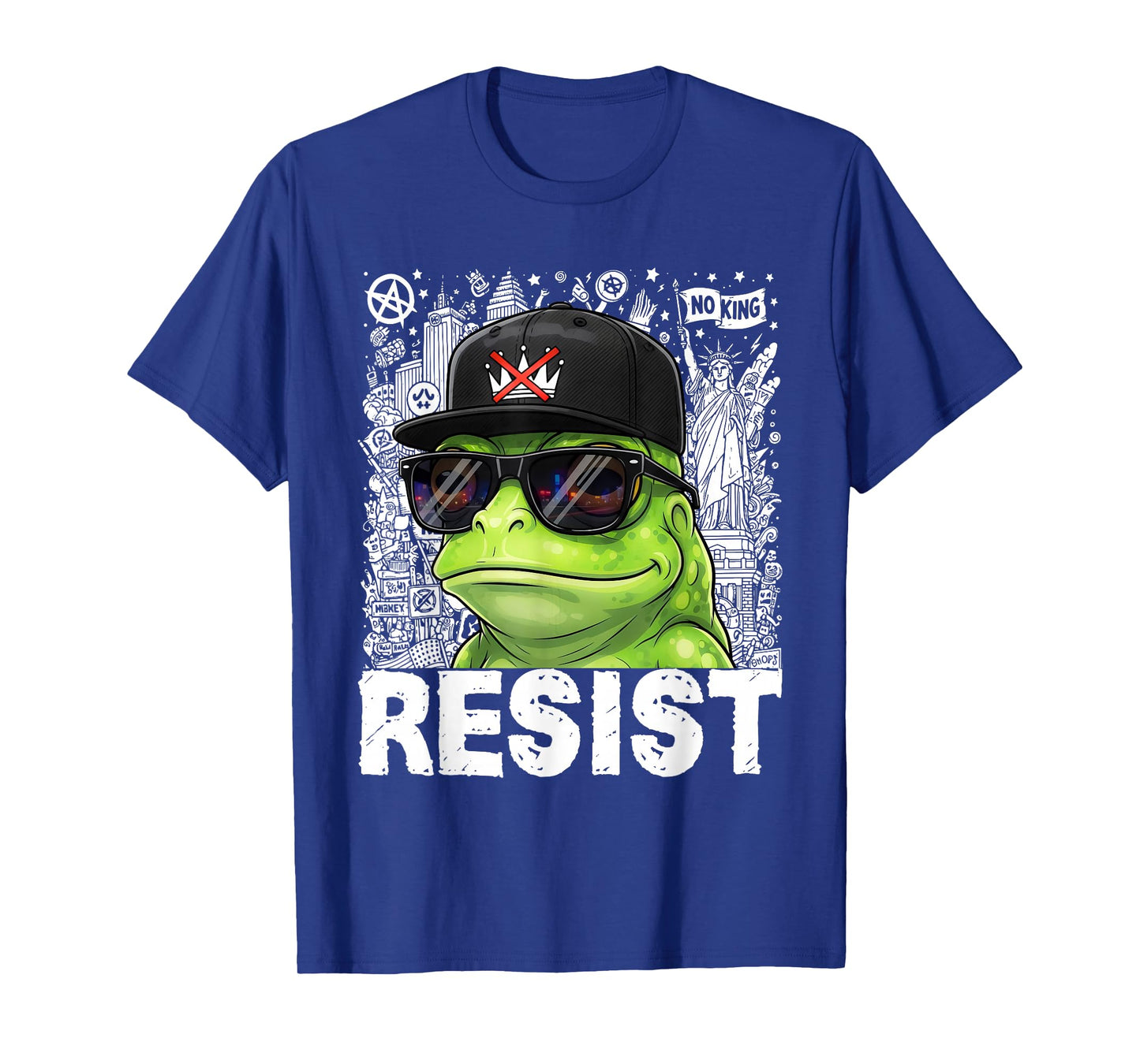 Vintage Cool Frog Resist No King Graphic Retro Streetwear T-Shirt