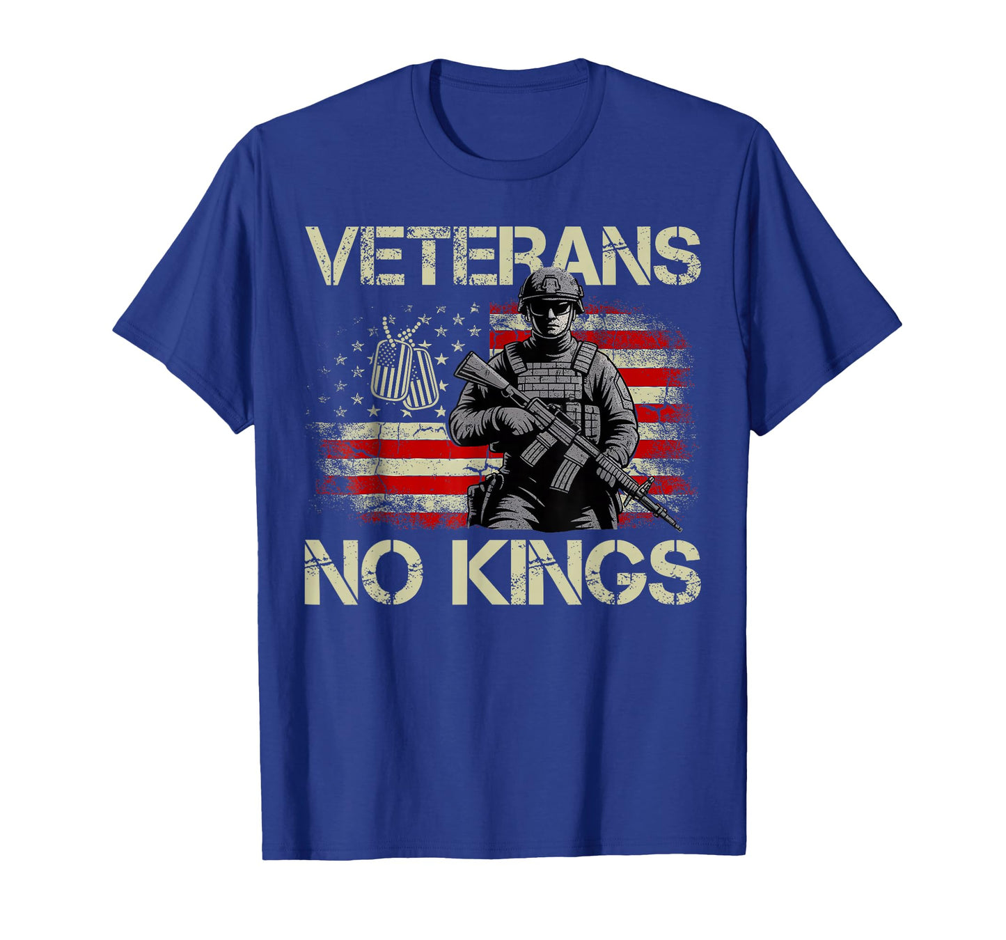 No Kings Veterans Patriotic America Flag Men Women T-Shirt