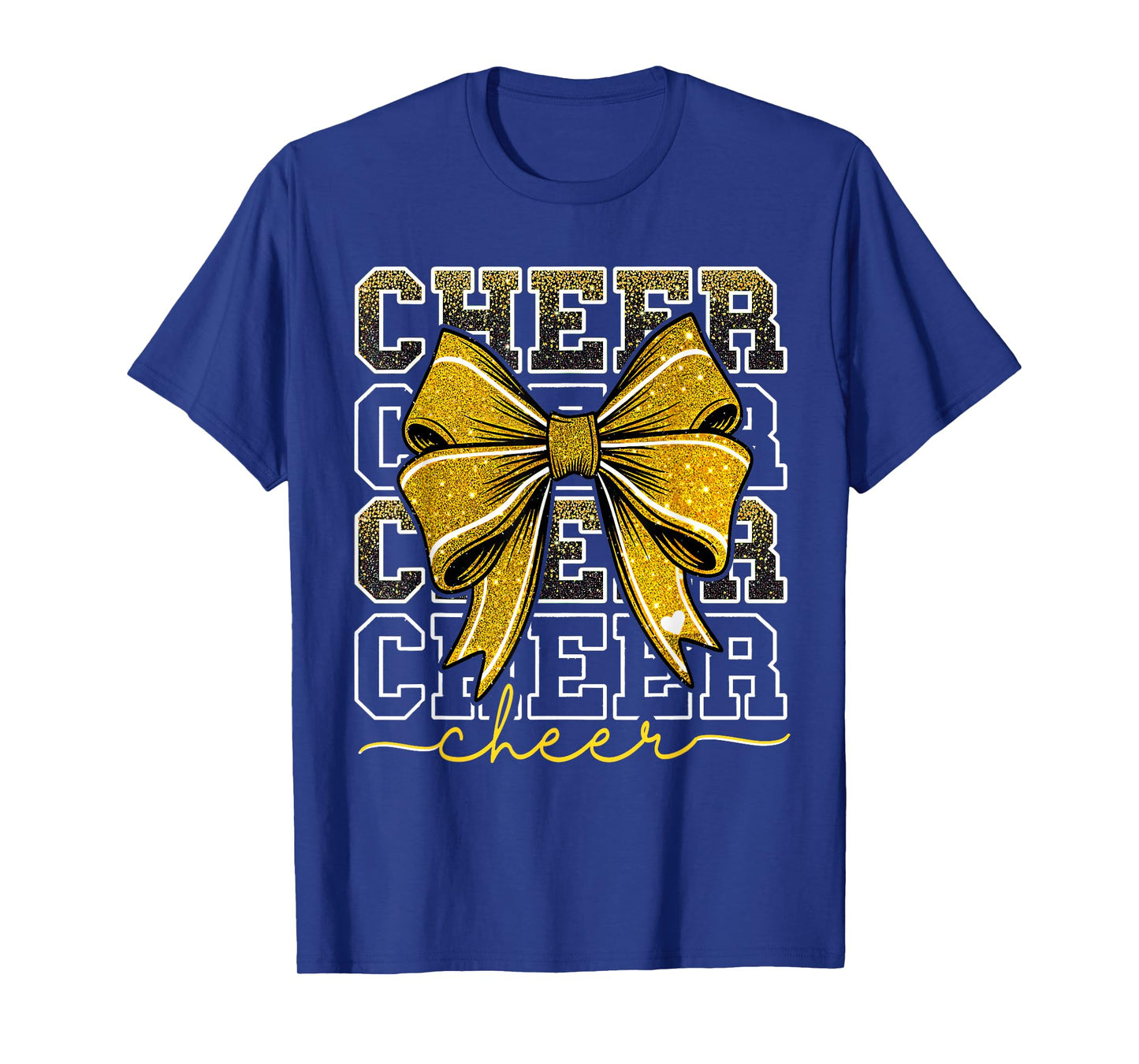 Coquette Cheer Bow Team Cheerleader Gold Cheerleading Yellow T-Shirt