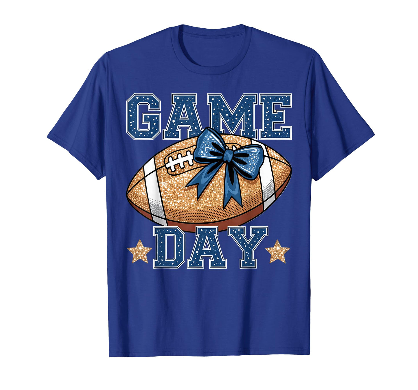Game Day Football Mama Girl Blue Gold Vibes T-Shirt