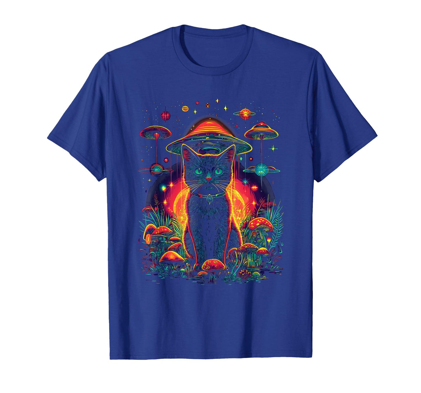 Psychedelic Cat in Space Trippy Alien Galaxy Visual T-Shirt