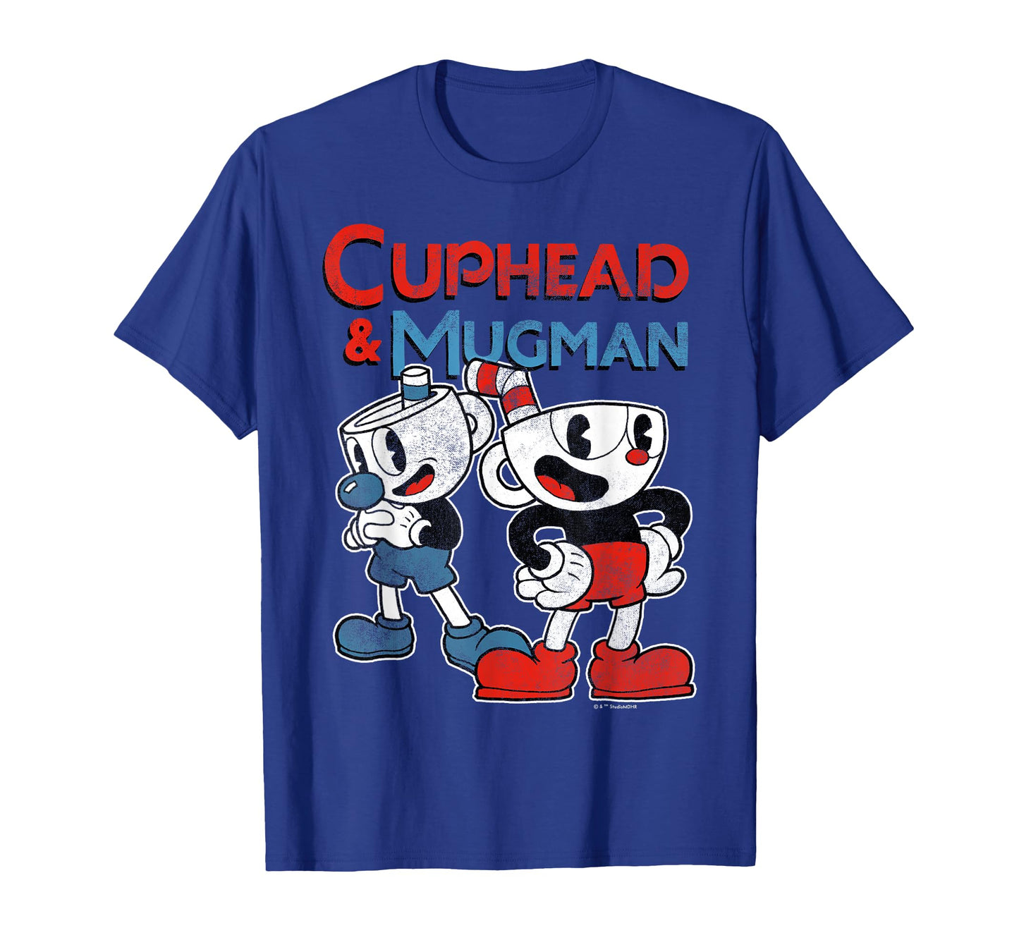 Cuphead & Mugman Black Classic Fit T-Shirt - Adult Crew Neck Short Sleeve