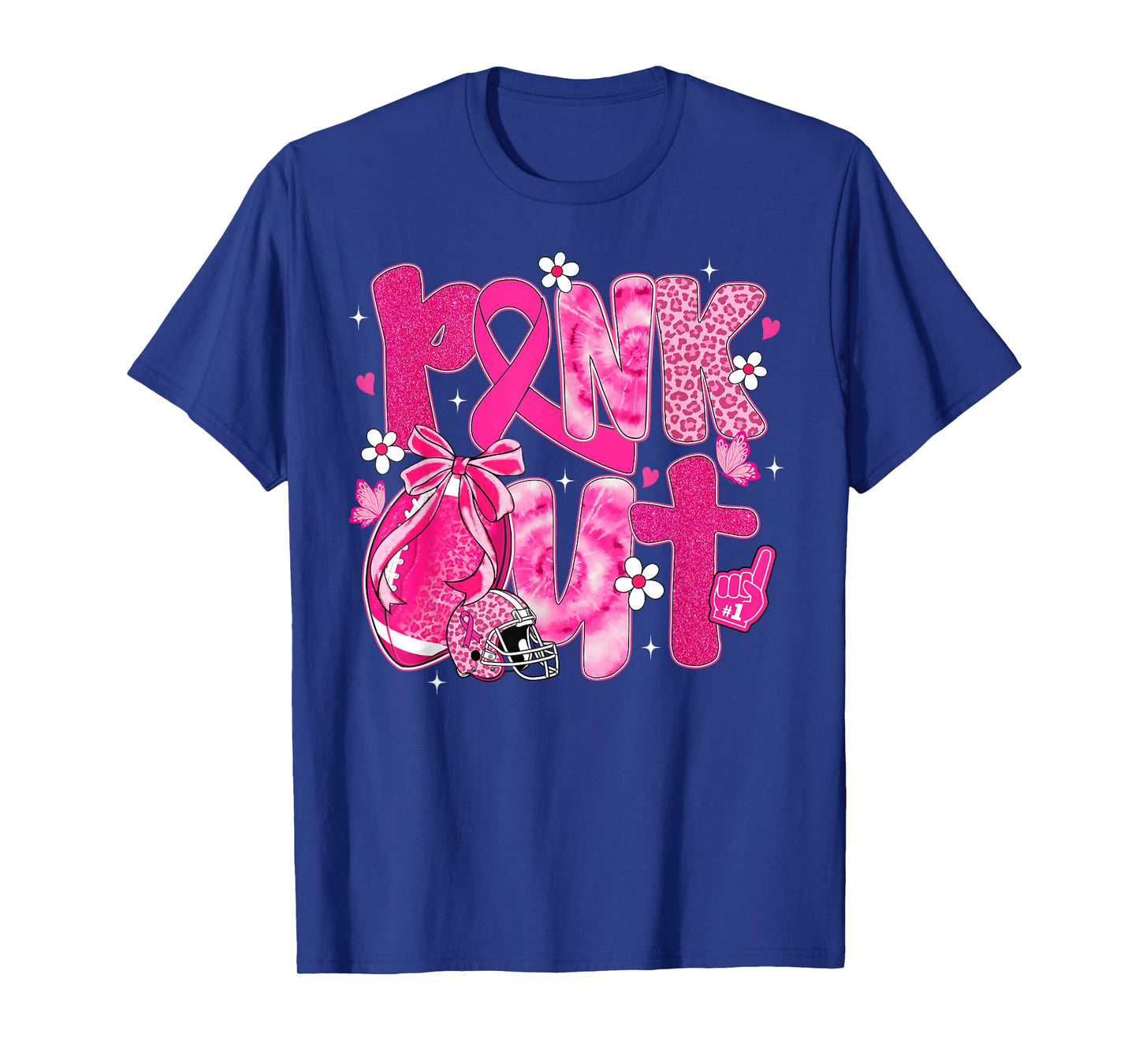 Football Pink Out Breast Cancer Awareness Women Tie Dye T-Shirt