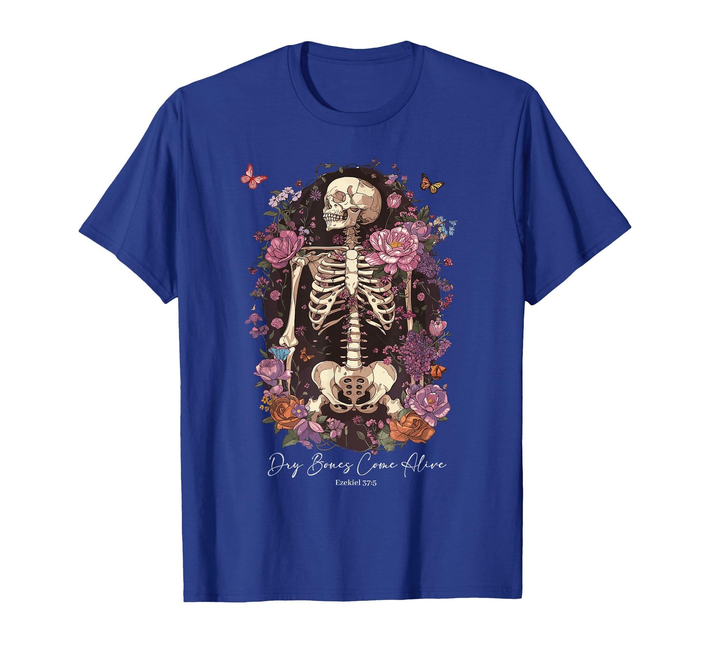 Flower Skeleton Dry Bones Come Alive, Retro Enchanted Floral T-Shirt