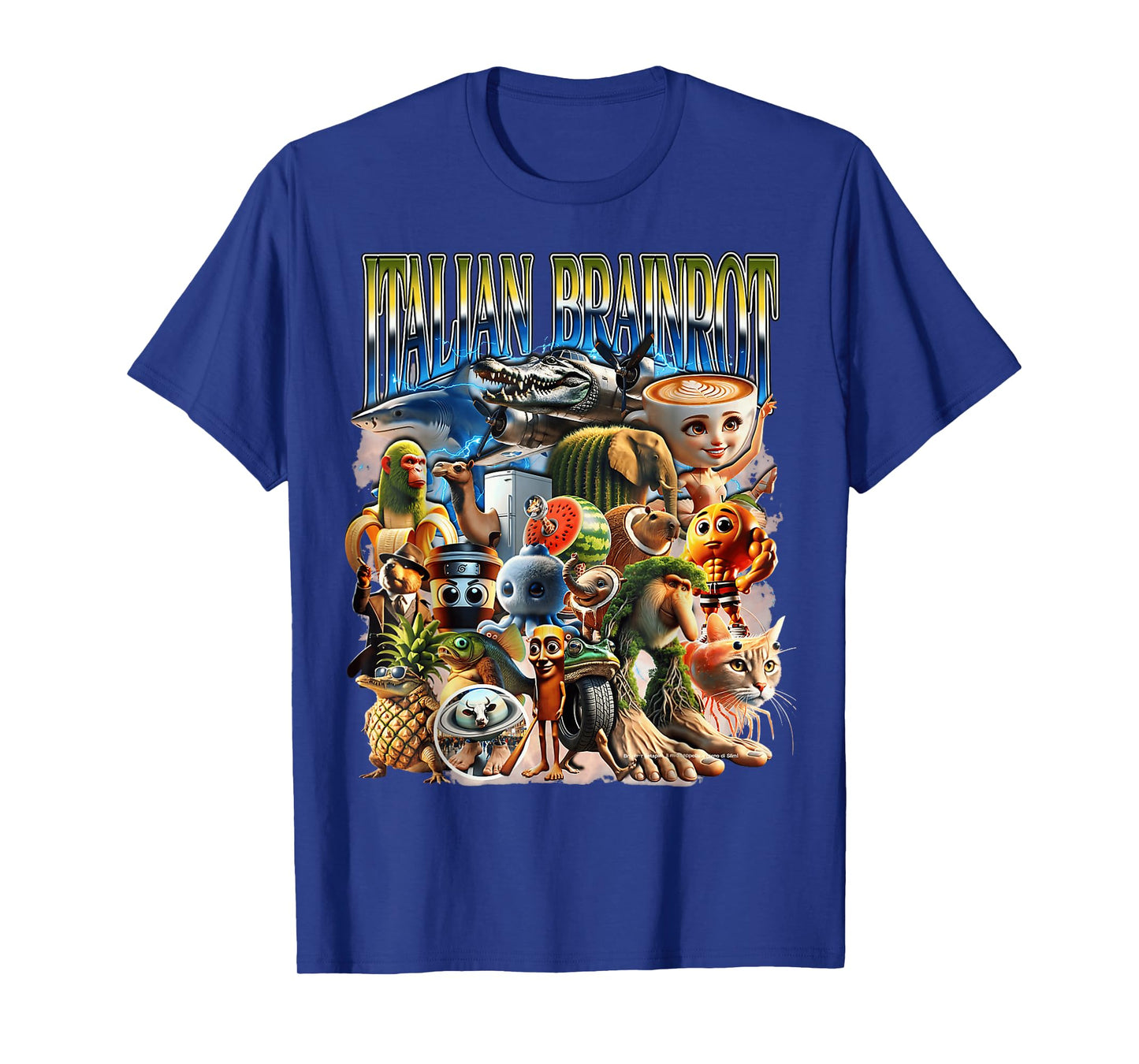 Types of Italian Brainrot Meme Character Hand Drawn for Kids T-Shirt