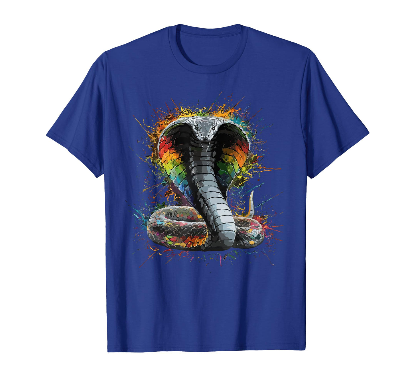 Colorful Paint Splash King Cobra Snake Art Graphic T-Shirt
