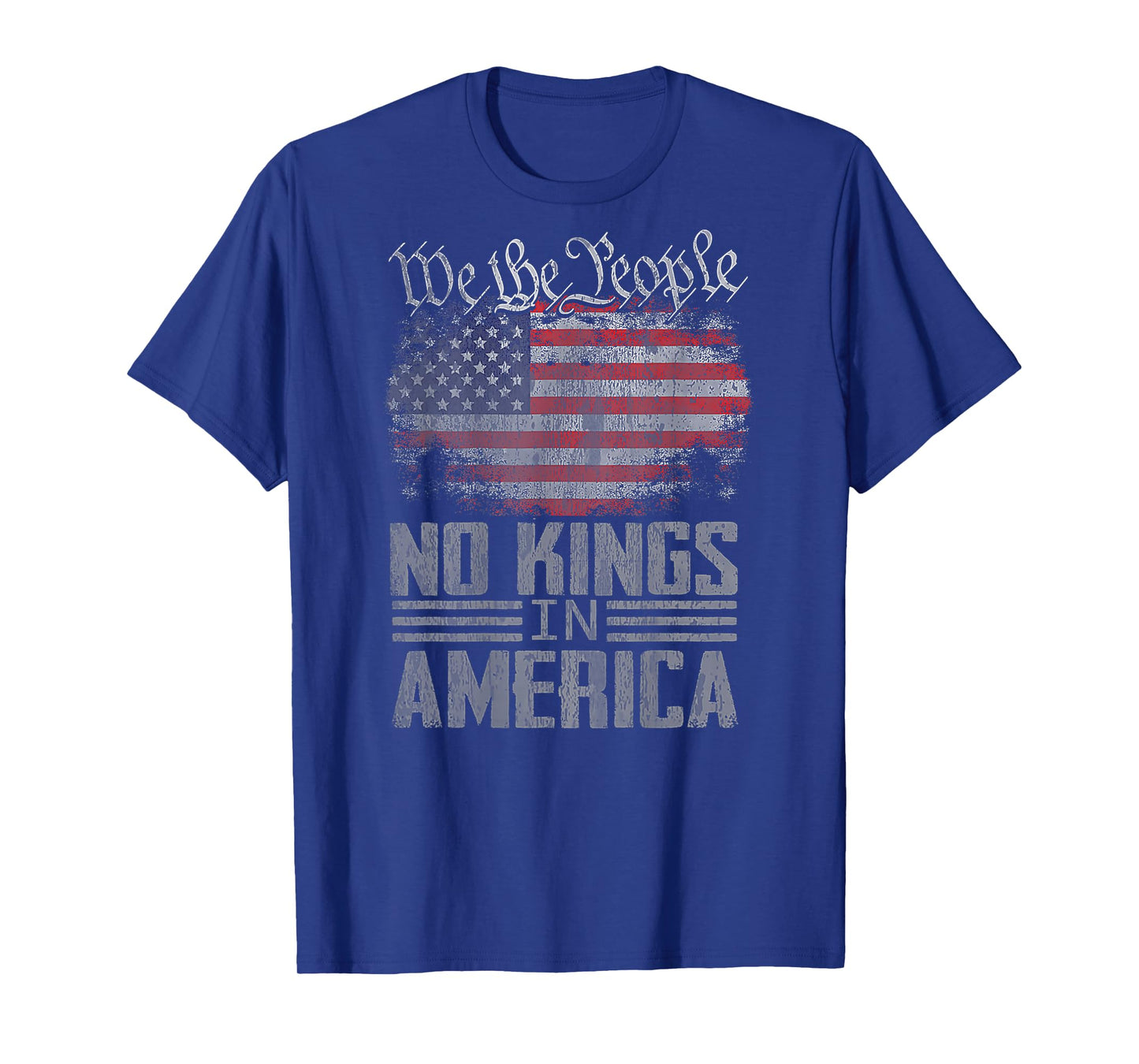 No Kings in America US Flag Vintage Men Women (On Back) T-Shirt