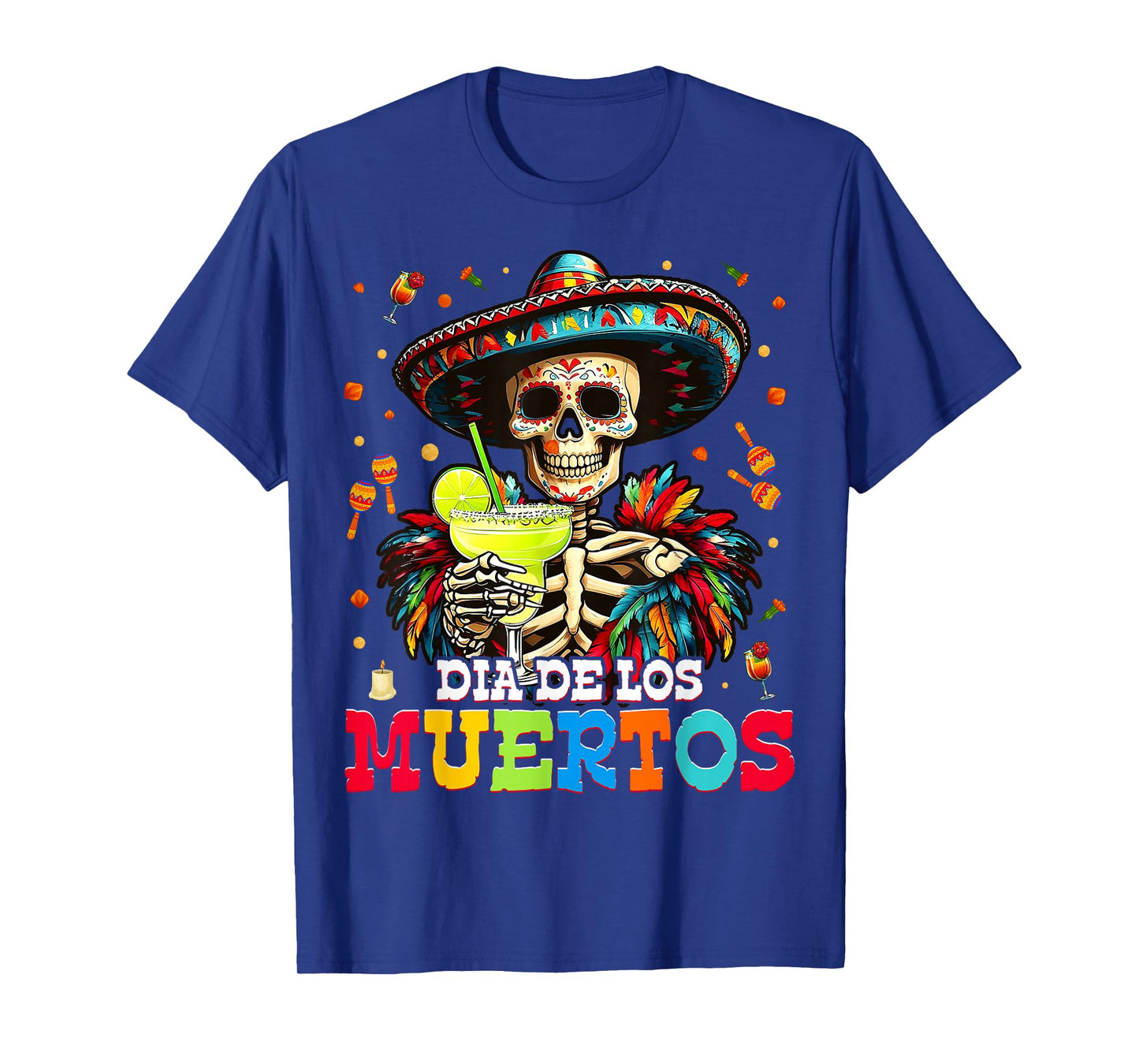 Day The Dead Mens Sugar Skull Skeleton Dia De Los Muertos T-Shirt