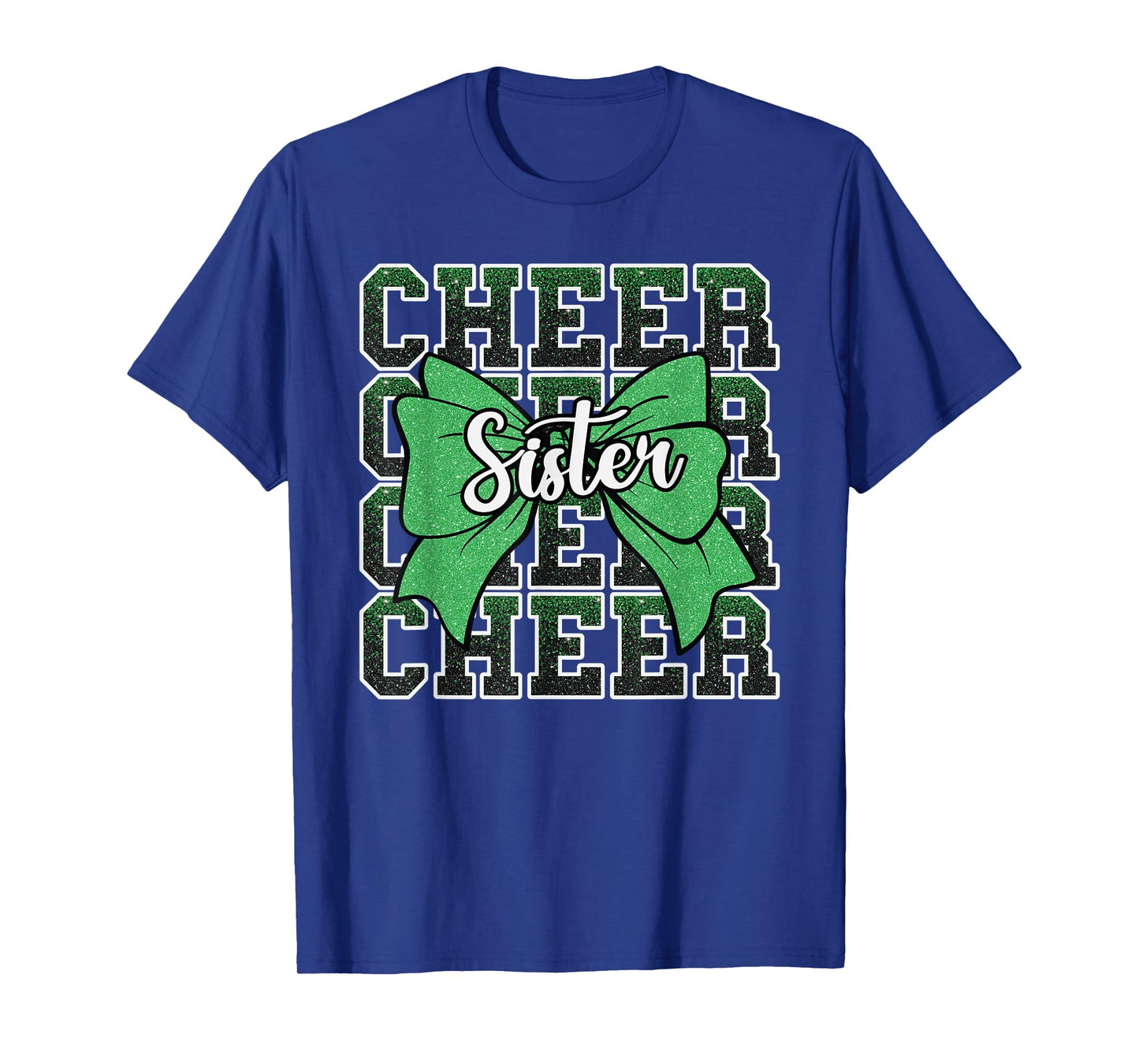 Cheer Sister Bow Sport Cheerleader Cheerleading Green T-Shirt