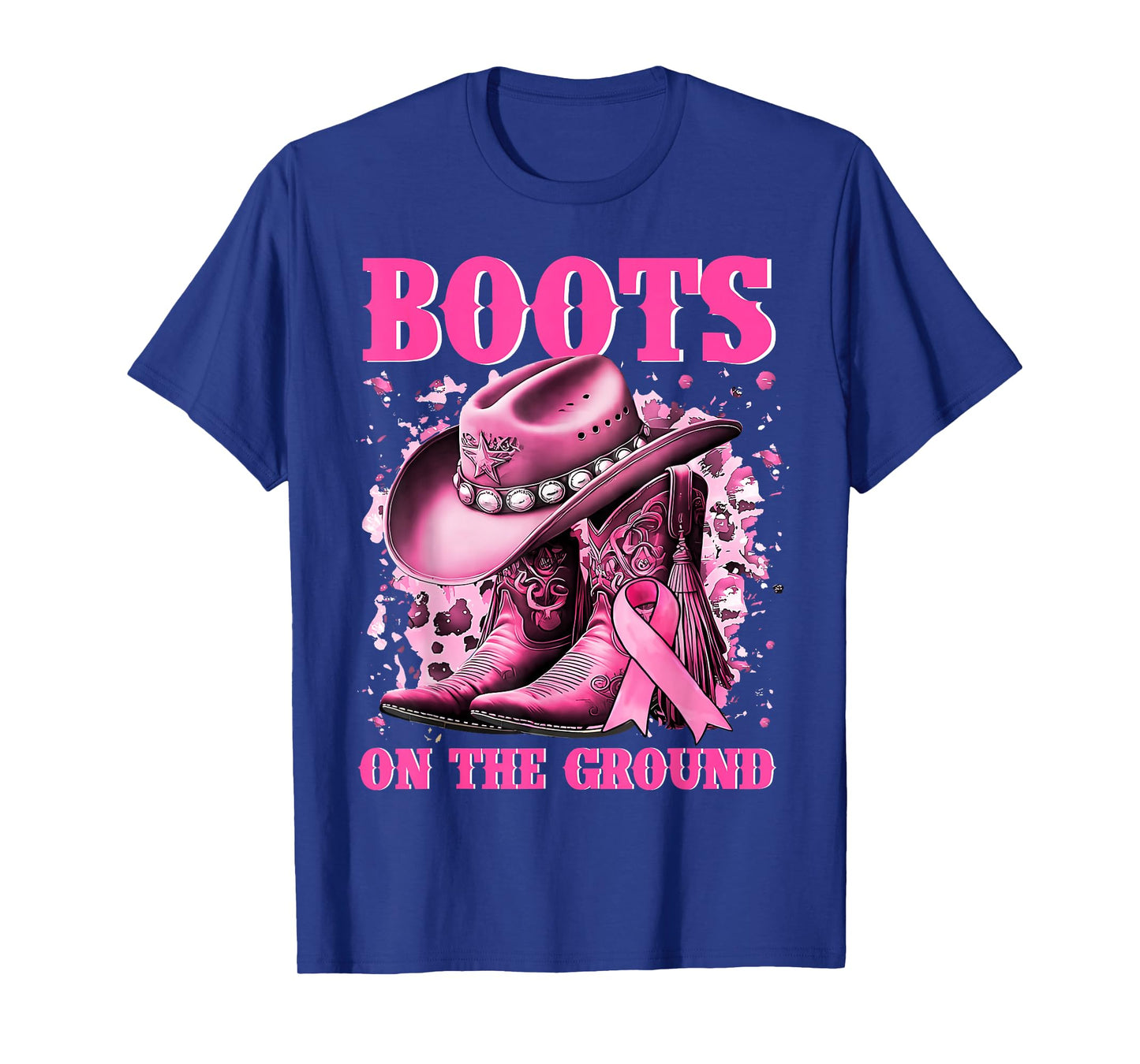 Boots On The Ground Cowgirl Western Breast Cancer Awareness T-Shirt