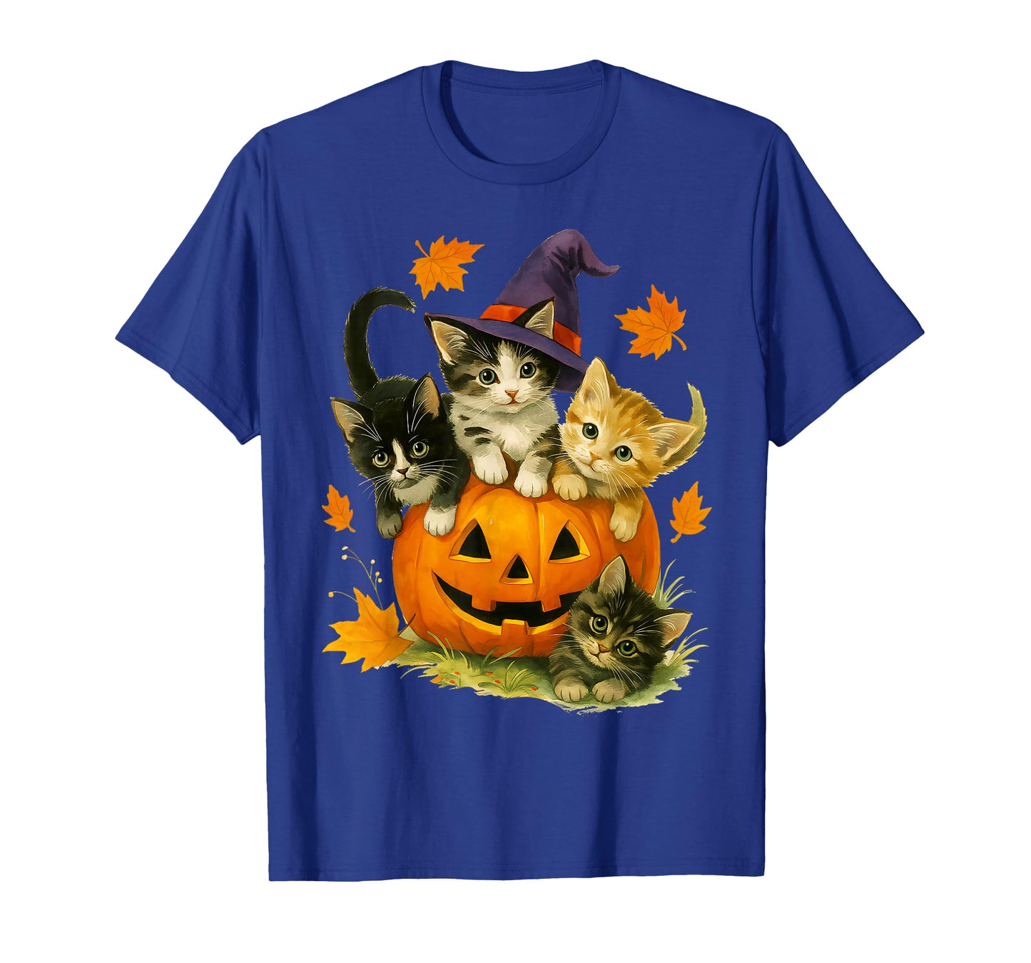 Cute Cat Pumpkin Halloween Spooky Season Vintage T-Shirt
