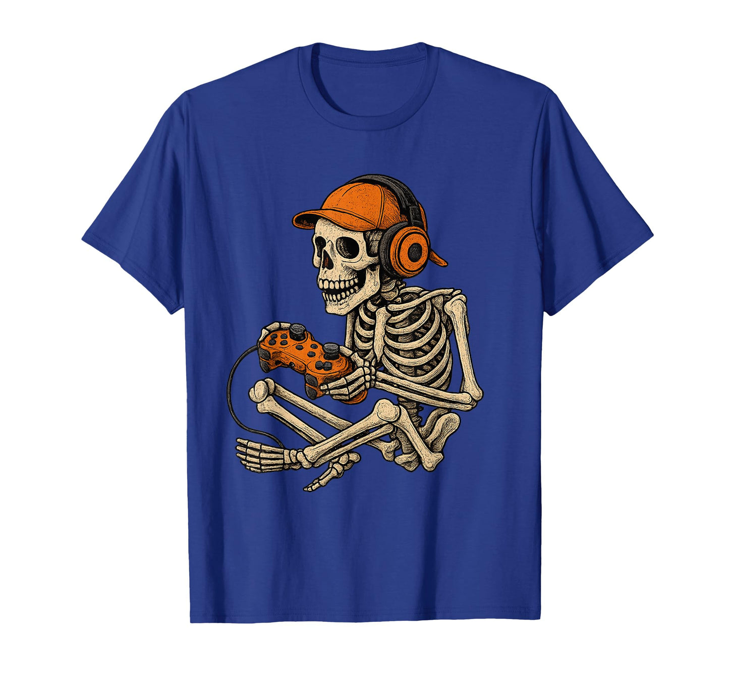 Halloween Skeleton Gamer Video Gaming Boys Men Kids Tees T-Shirt