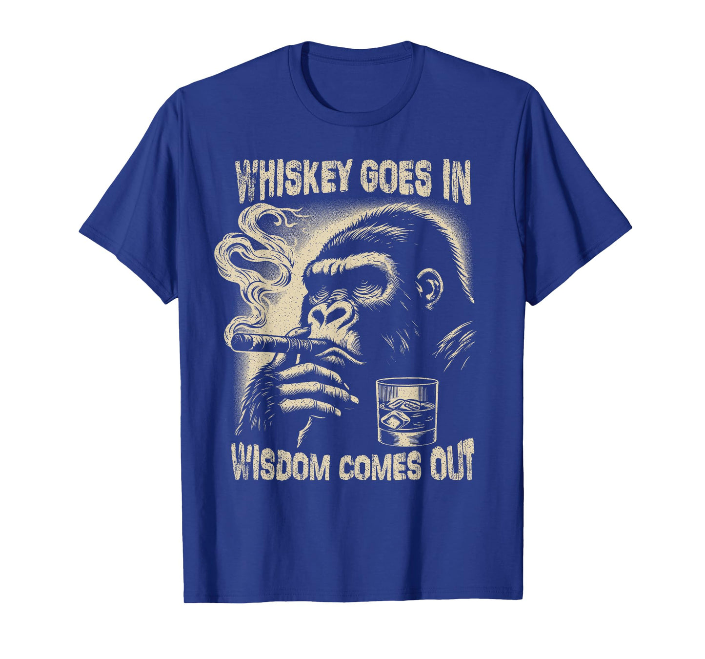 Whiskey Goes in Wisdom Comes Out Monkey Whiskey T-Shirt
