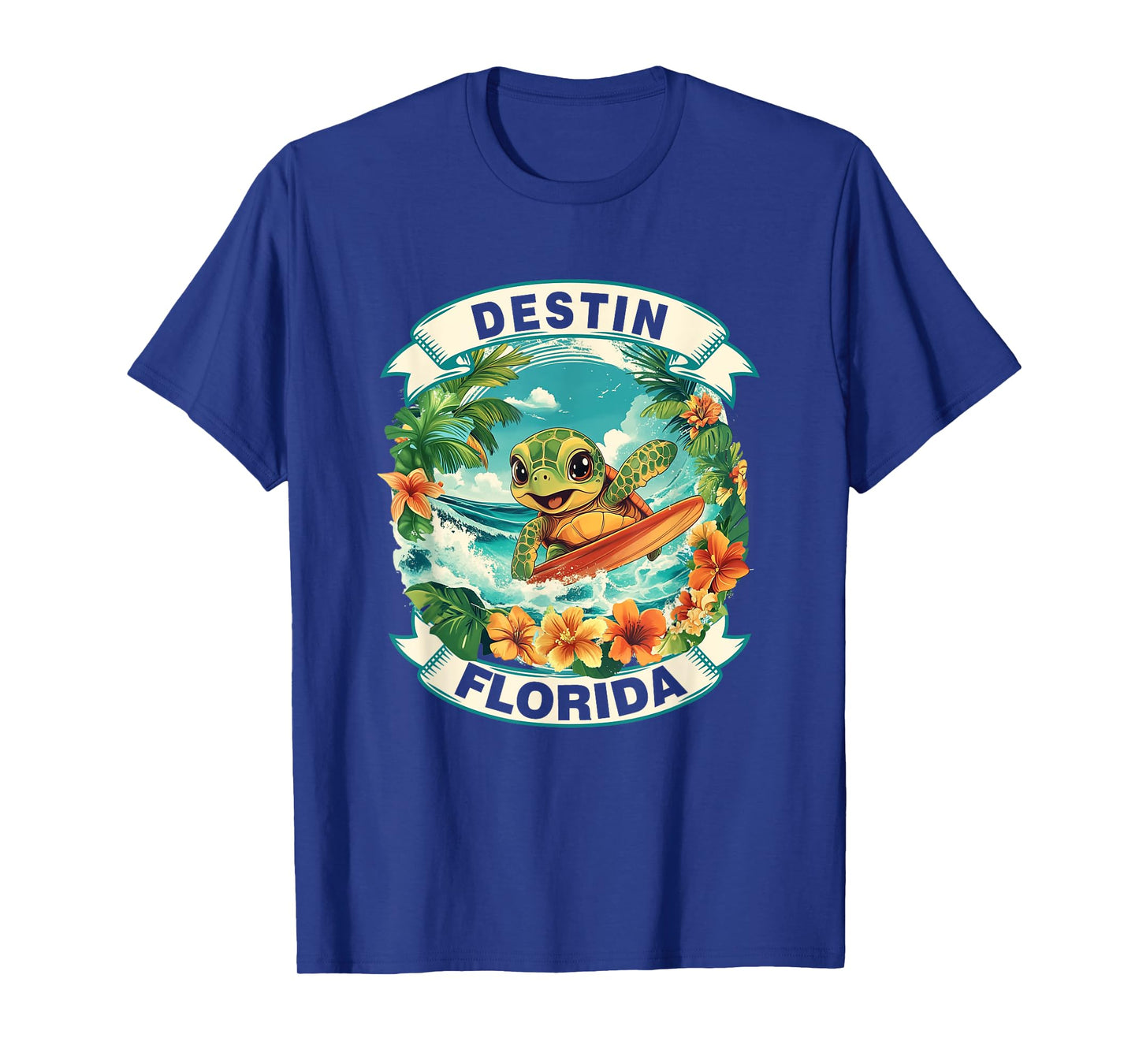 Destin Florida Cute Sea Turtle Surfing Summer Vacation T-Shirt