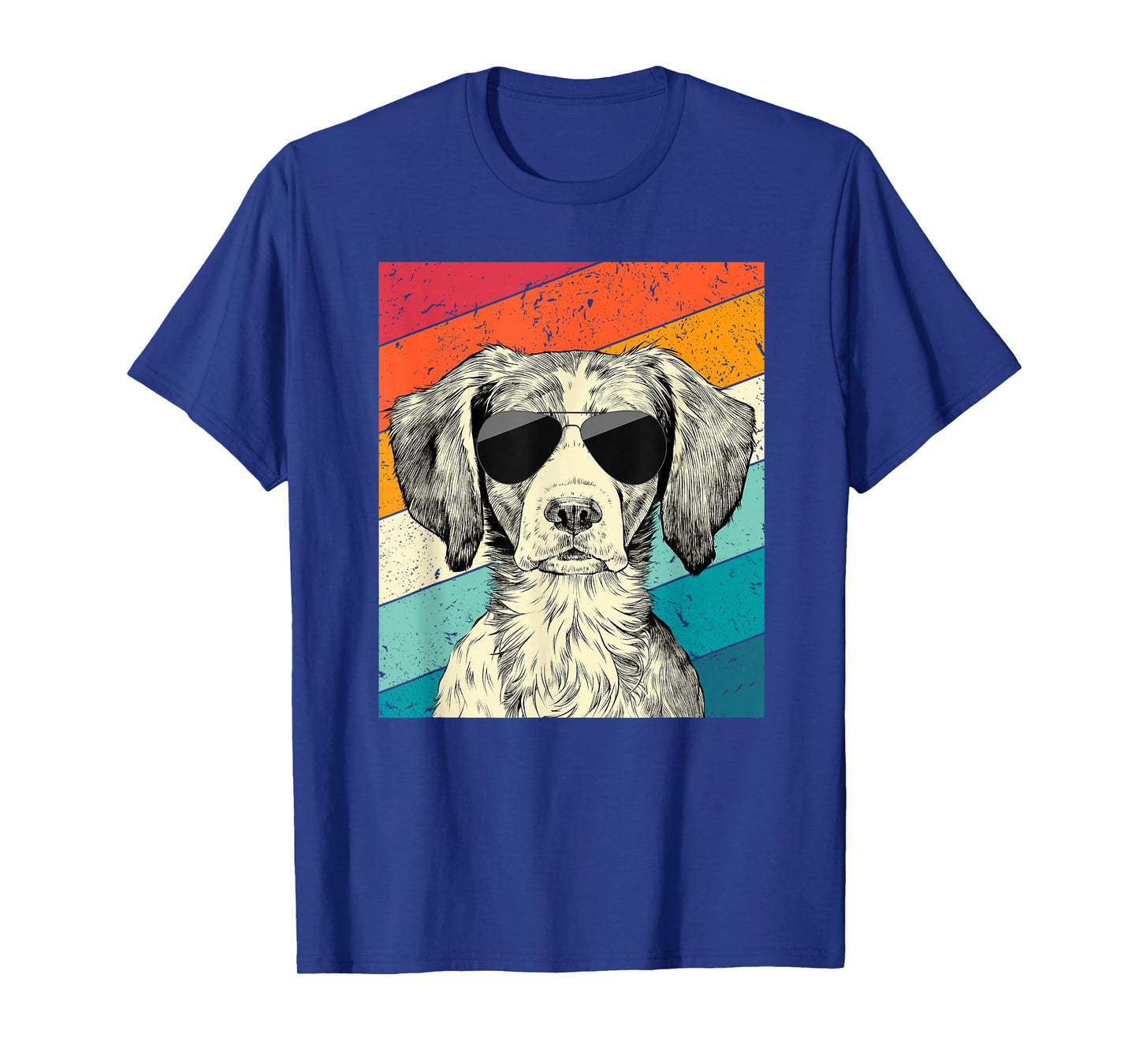 Retro Vintage Brittany Spaniel with Sunglasses Dog Lovers T-Shirt