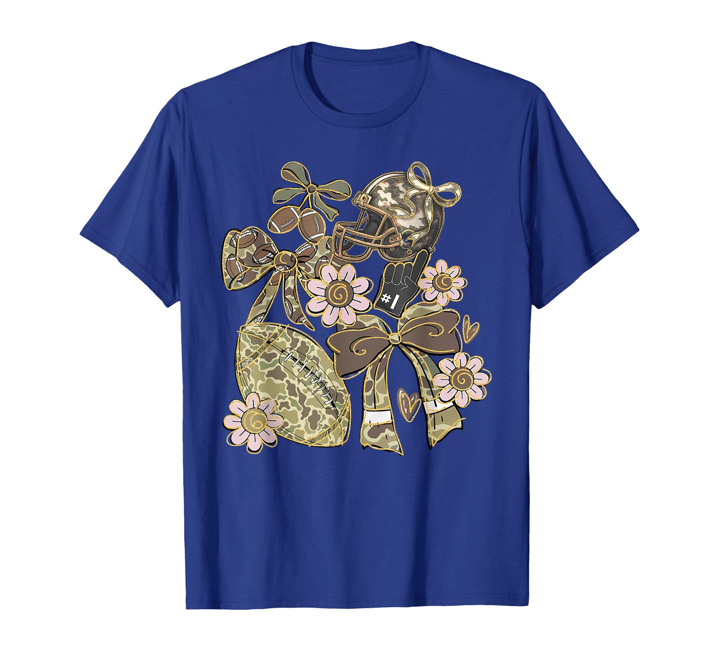 Touchdown Football Game Day Thanksgiving Camo Coquette Bow T-Shirt