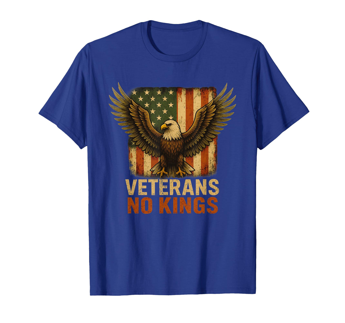Veterans No Kings โ Distressed Eagle American Flag Design T-Shirt