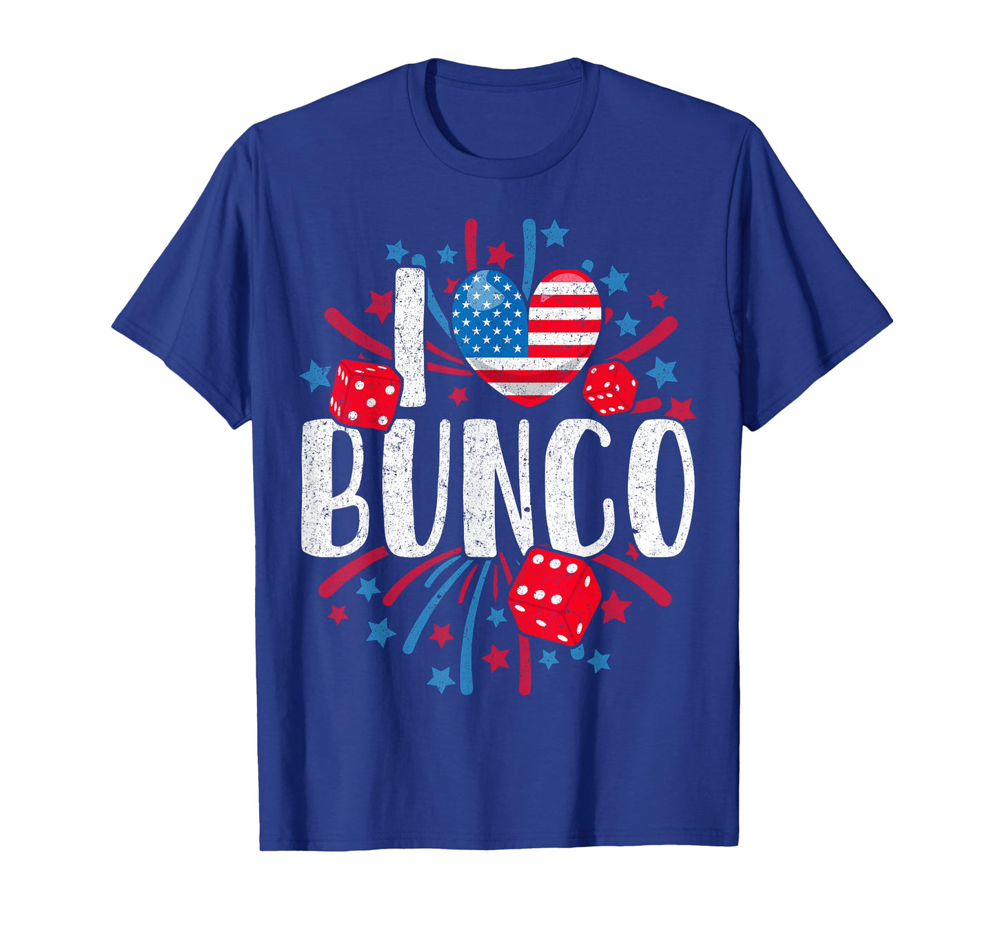 I Love Bunco USA Patriotic Dice Game 4th of July Fireworks T-Shirt