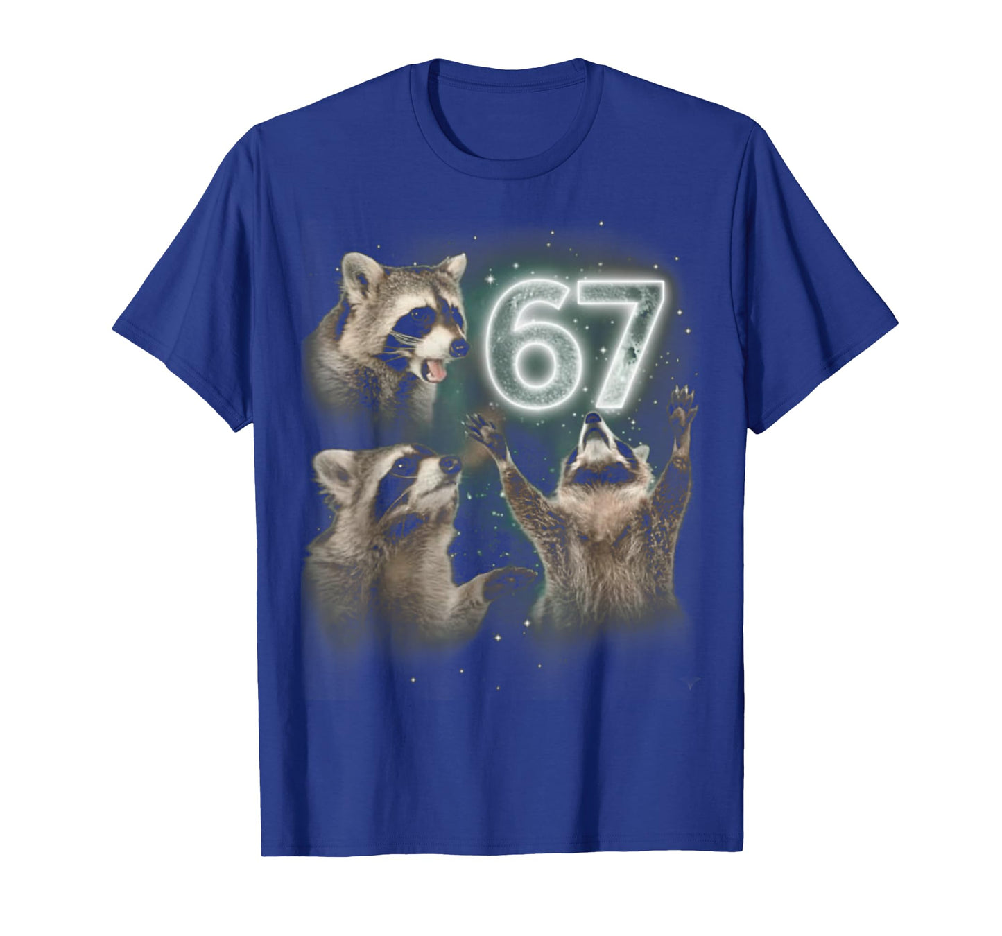 67 Meme Racoon Howling at The Moon 67 T-Shirt 6 7 Halloween T-Shirt