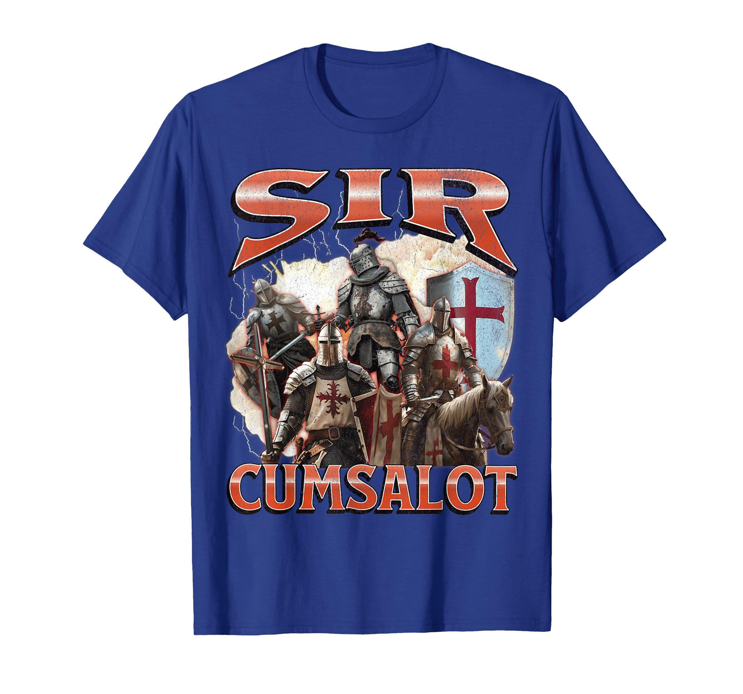 Sir Cumsalot Funny Offensive Knight Meme Bootleg Graphic T-Shirt