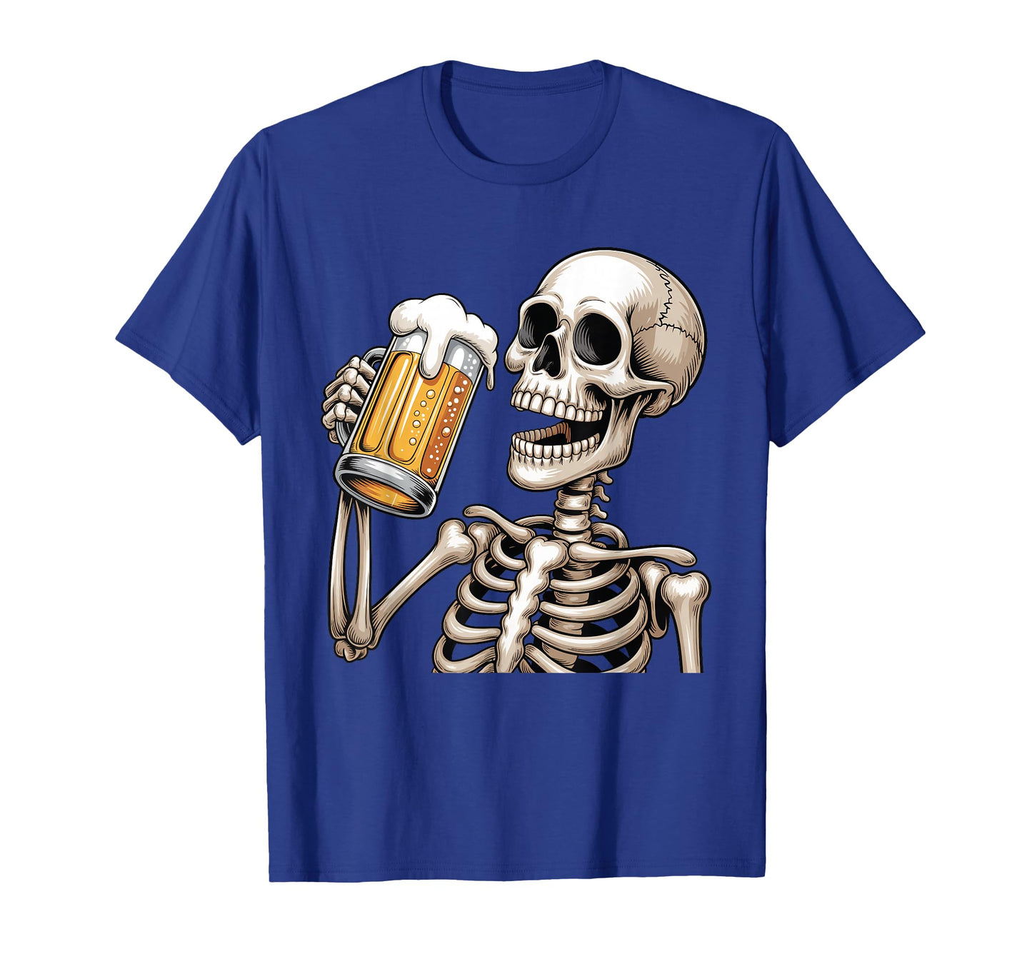 Skeleton Drinking Beer Halloween Spooky Season Mens Womens T-Shirt