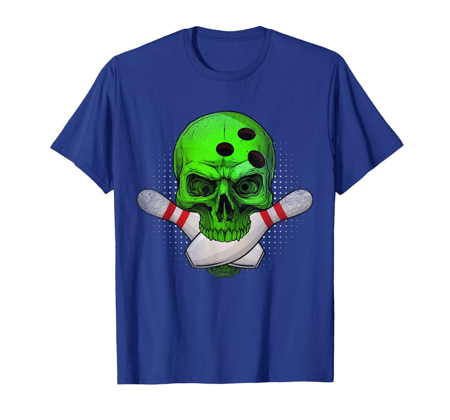 Skeleton Head Skull Bowling Ball & Pins Happy Halloween Day T-Shirt