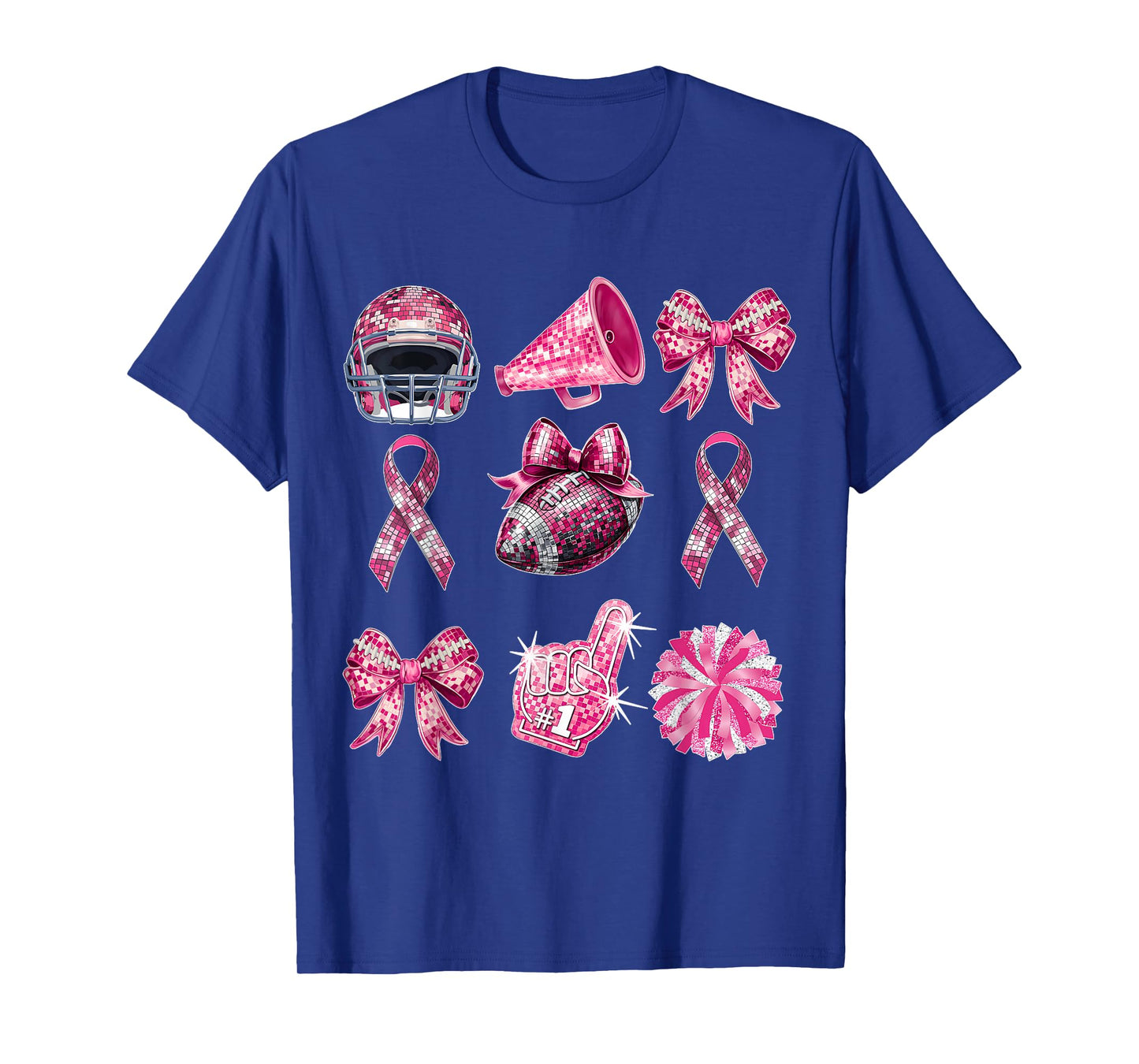 Coquette Bow Cheer Football Pink Out Breast Cancer Awareness T-Shirt