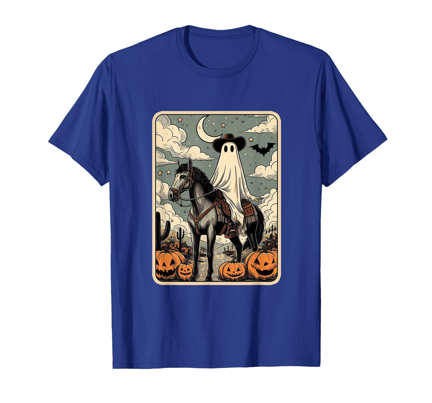 Cowboy Ghost Riding Horse Funny Tarot Card Halloween Season T-Shirt