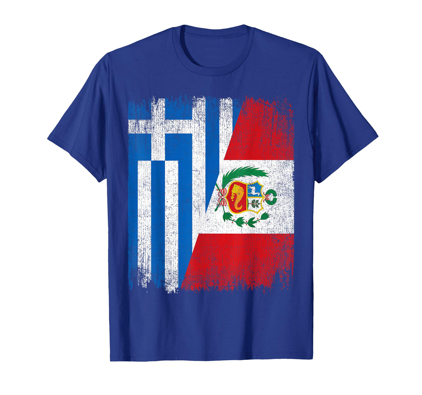 Half Greece Peru Flag Greek Peruvian Pride Roots T-Shirt